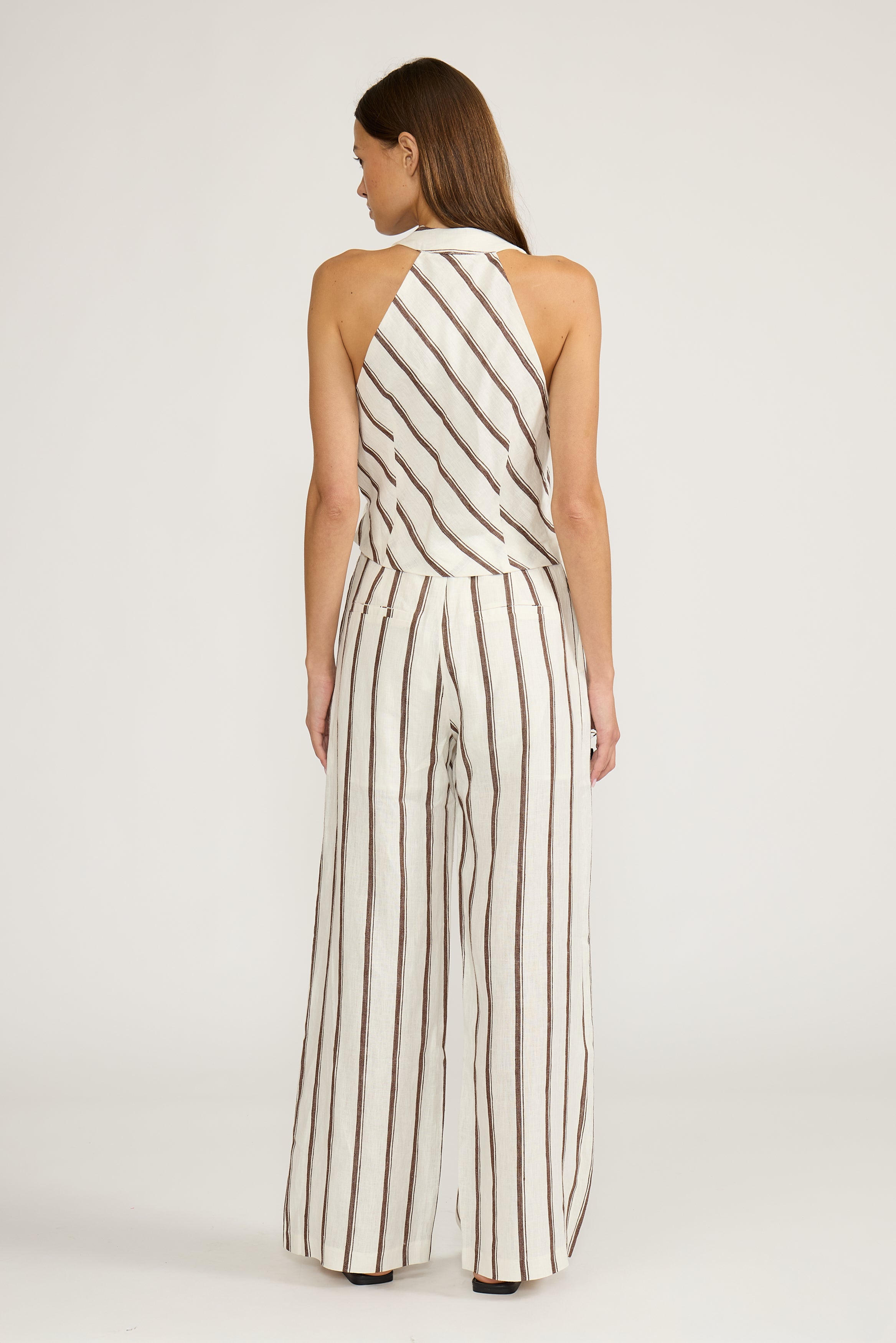 Lola Wrapover Top - White Brown