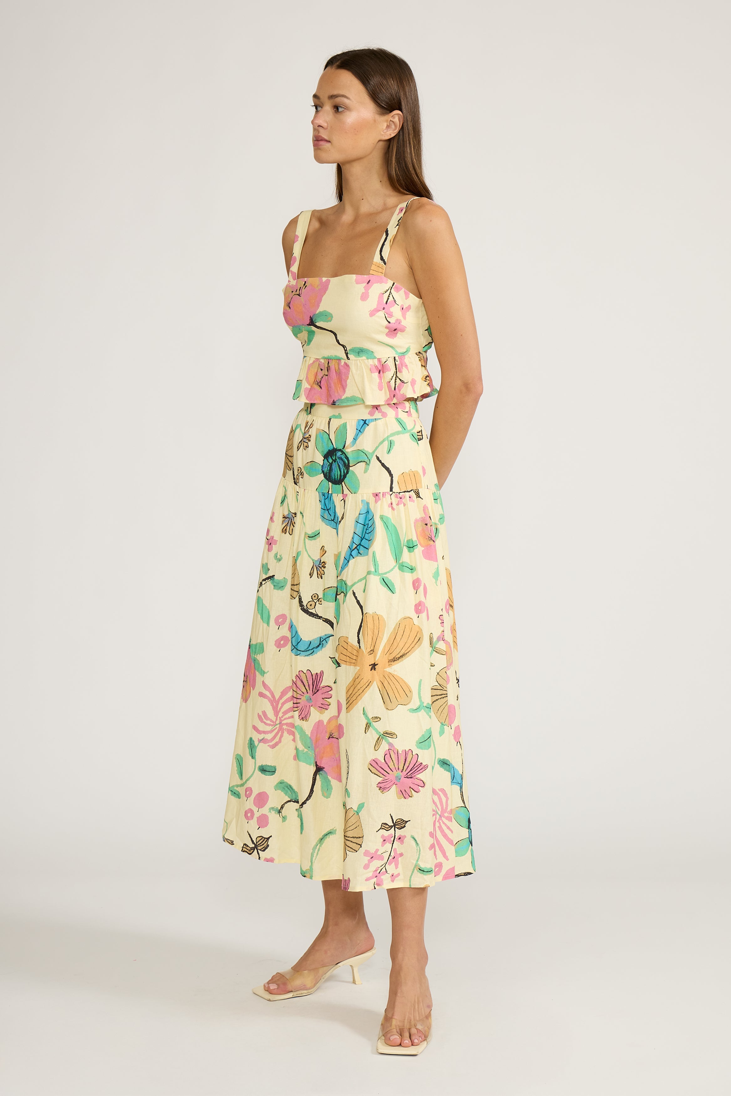 Lucy Paris - Bella Peplum top - Yellow Floral