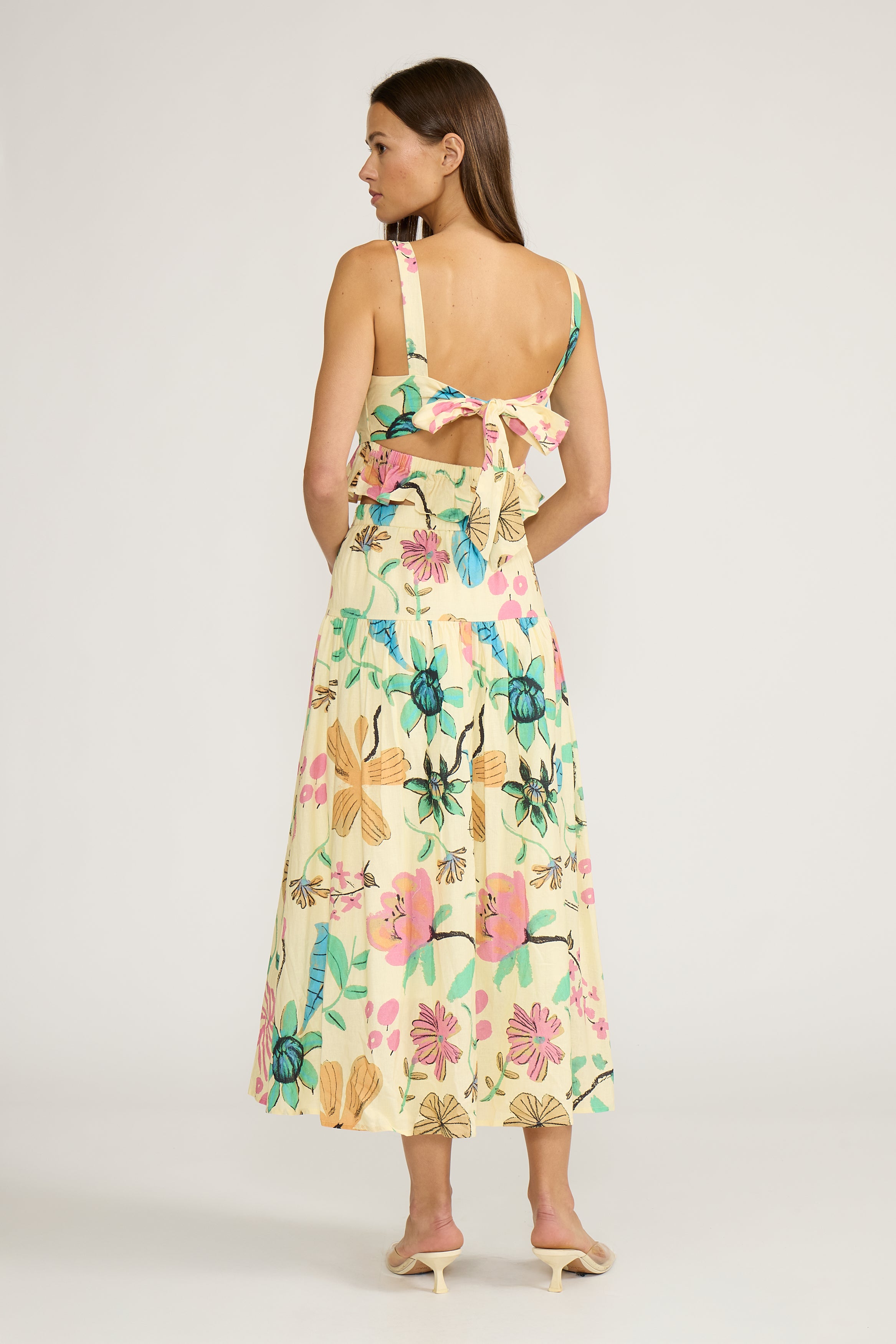 Bella Peplum Top - Yellow Floral