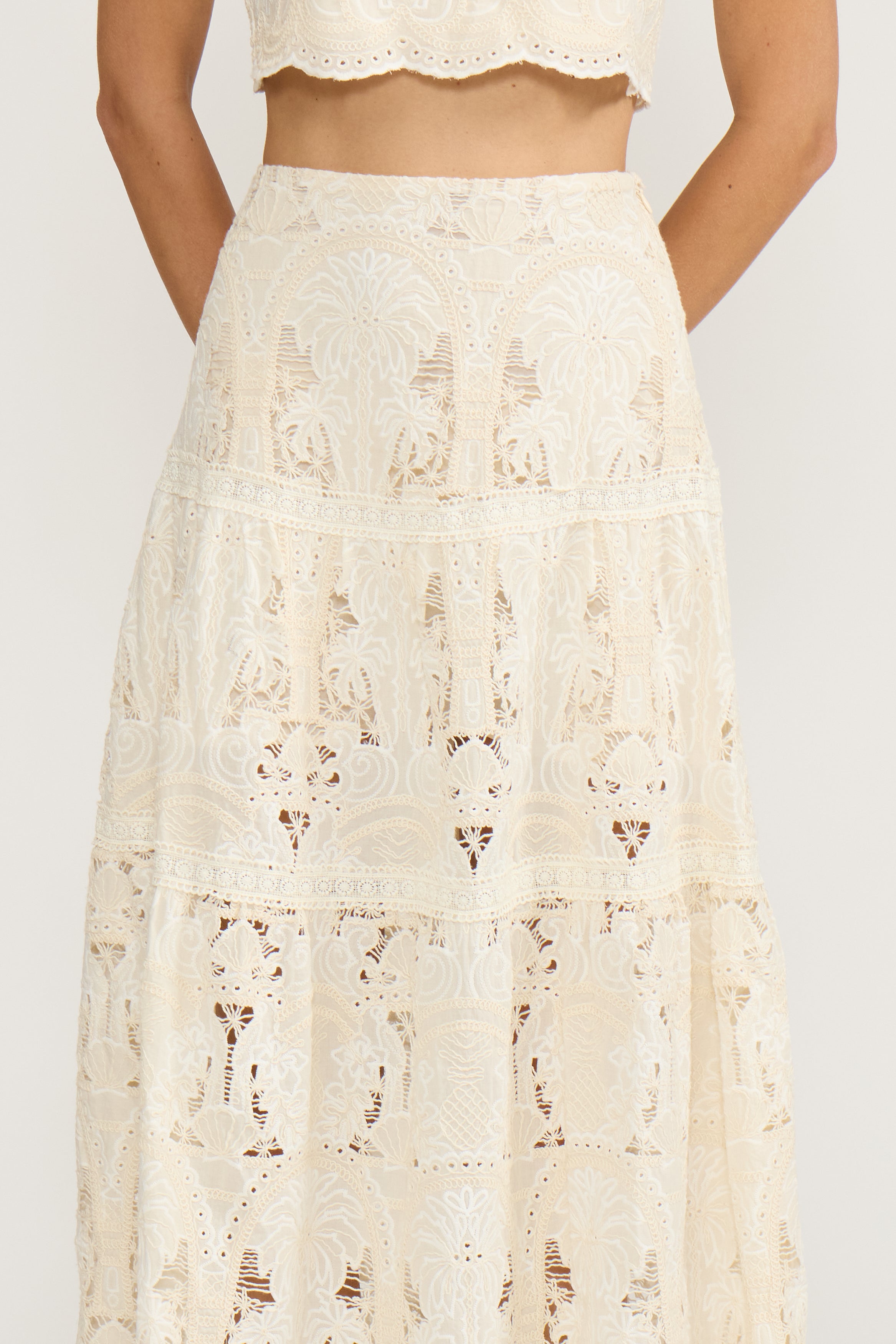 Elordi Tiered Skirt - Cream