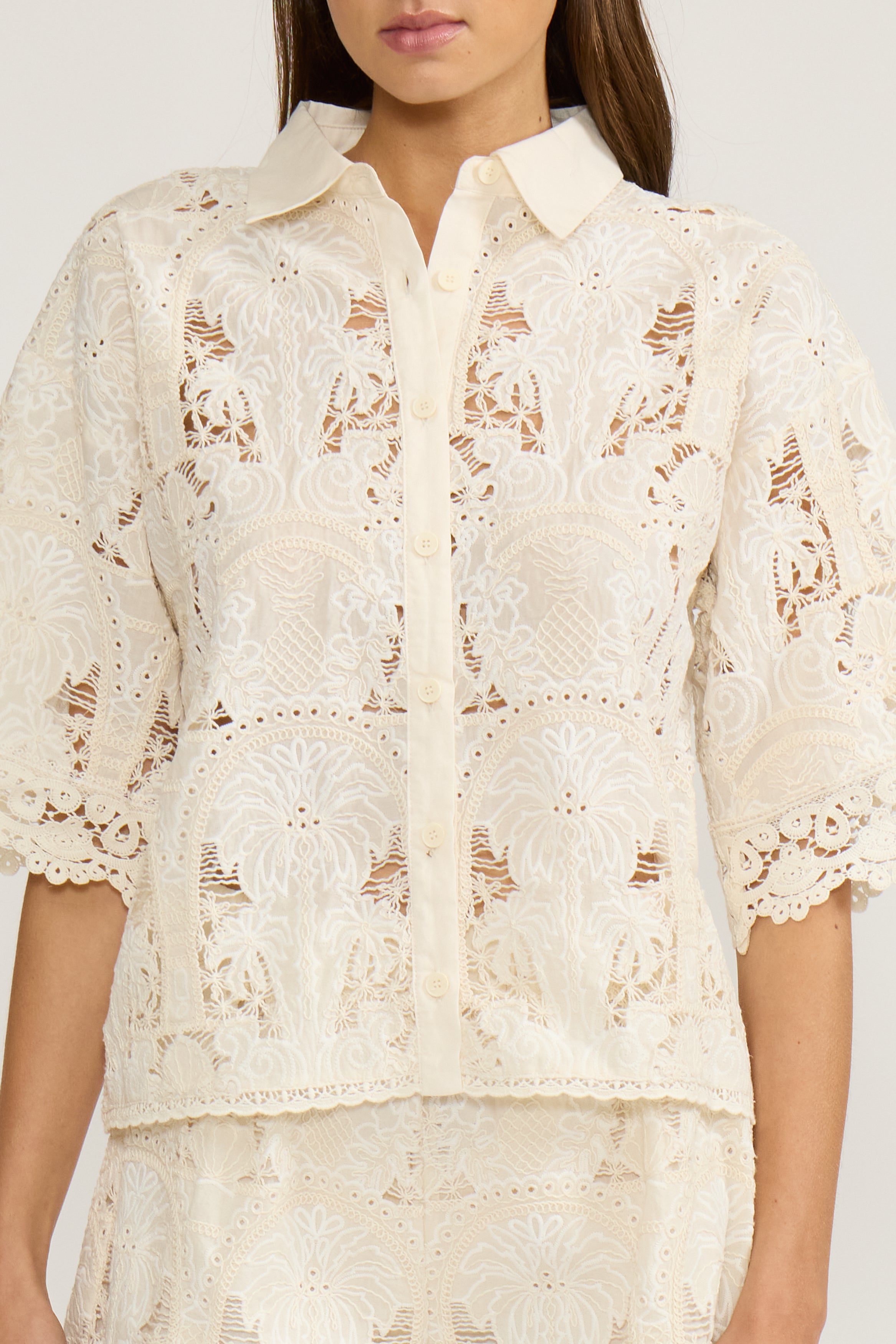 Nellie Button Down Top - Cream
