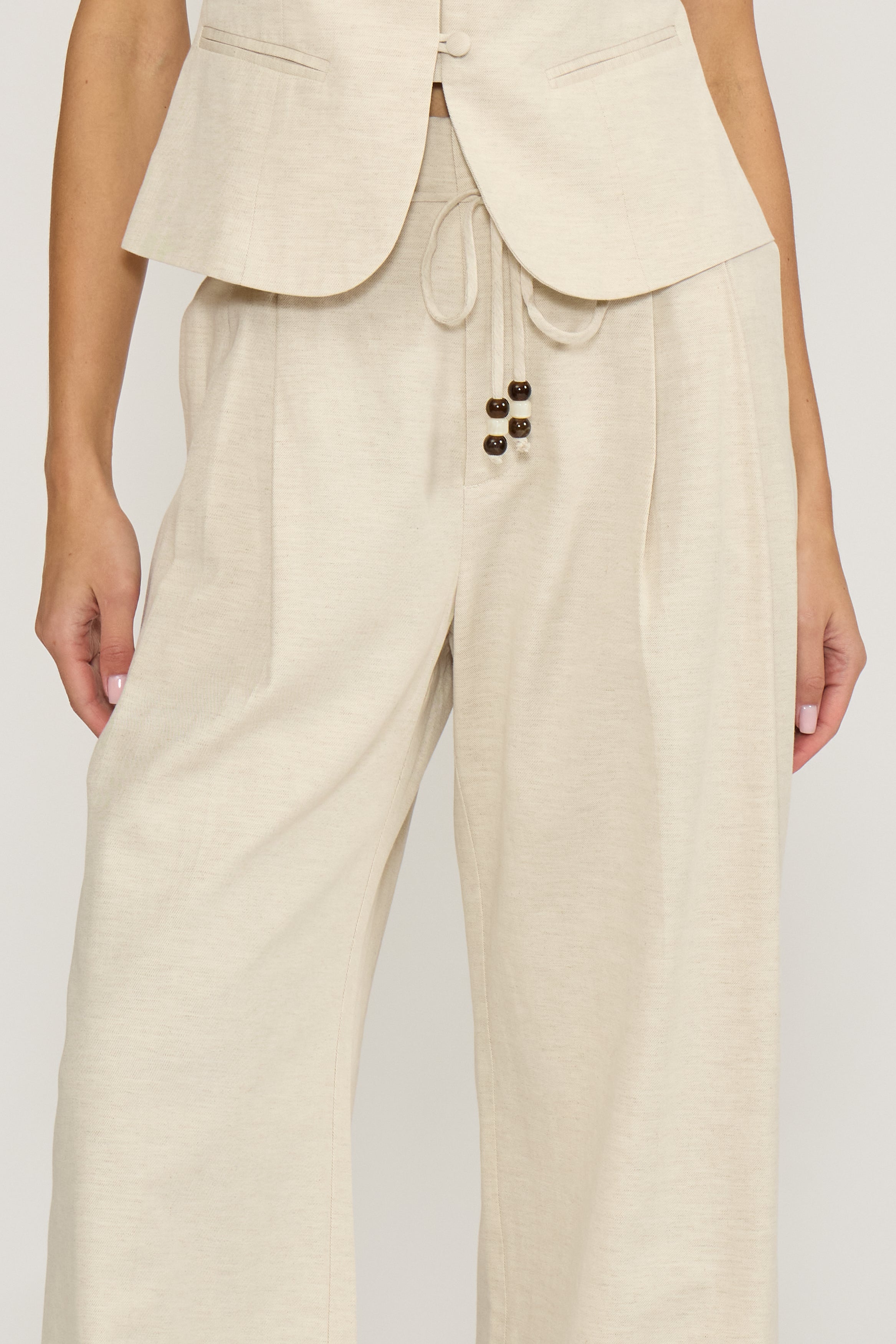 Logan Tie Pants - Beige
