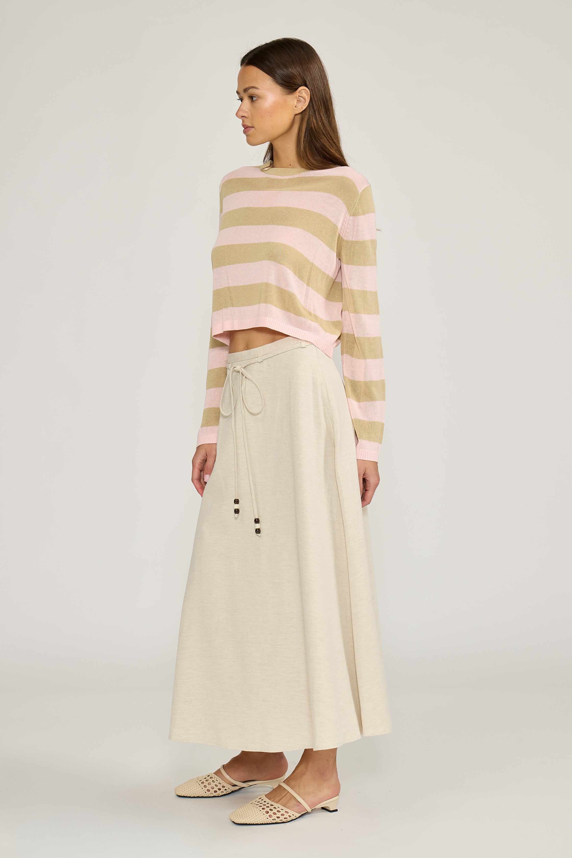 Hayden A-Line Skirt - Beige