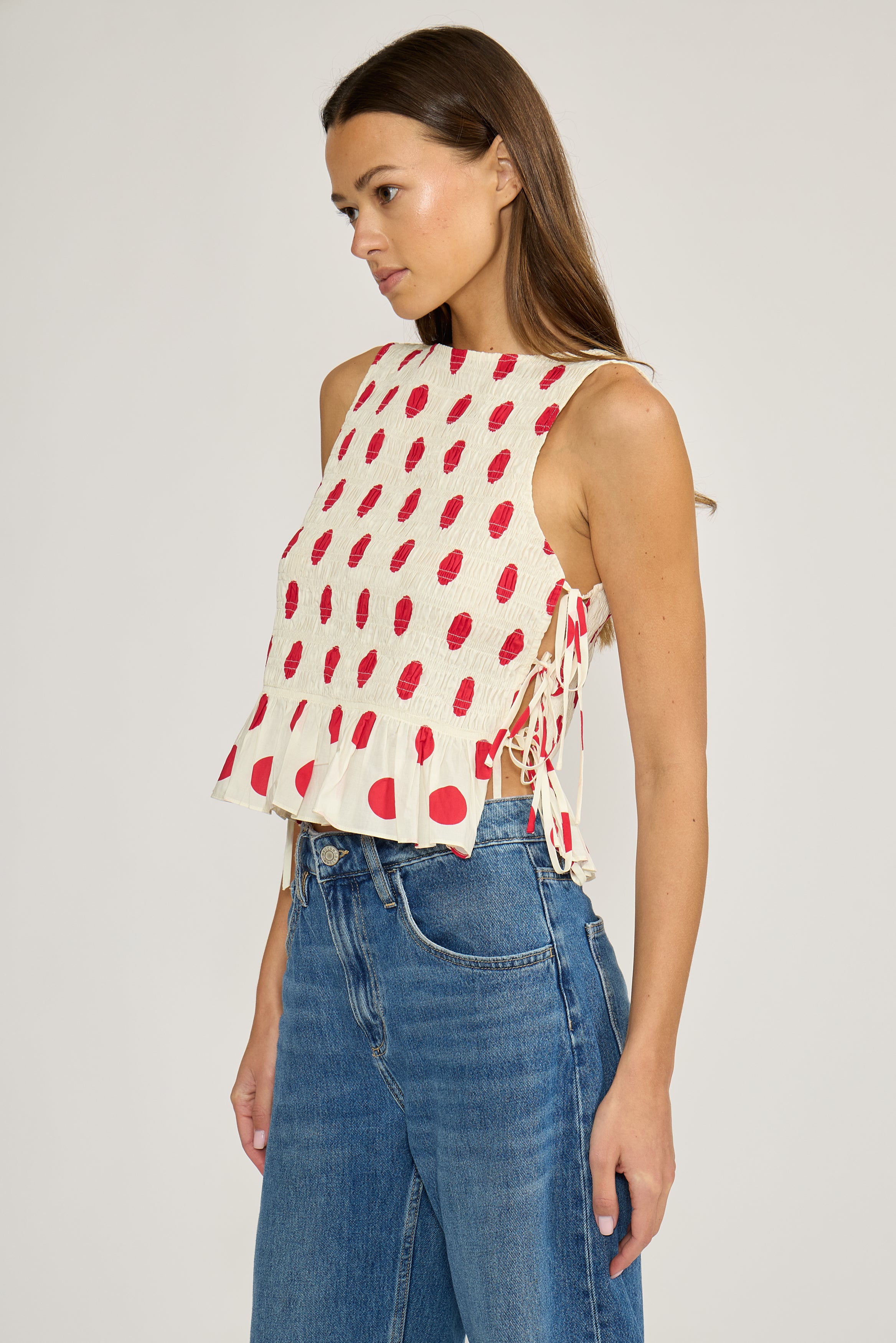 Maeve Polka Dot Top - Red Cream