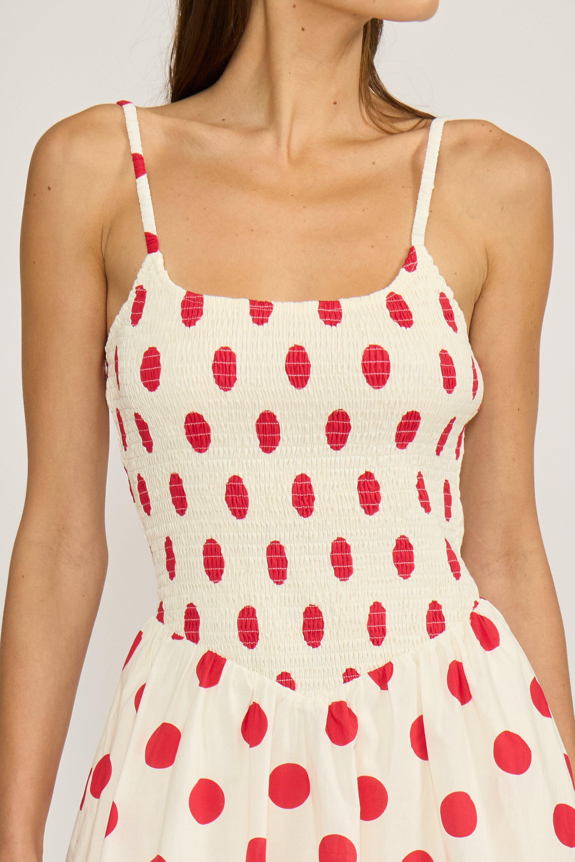 Devin Polka Dot Dress - Red Cream