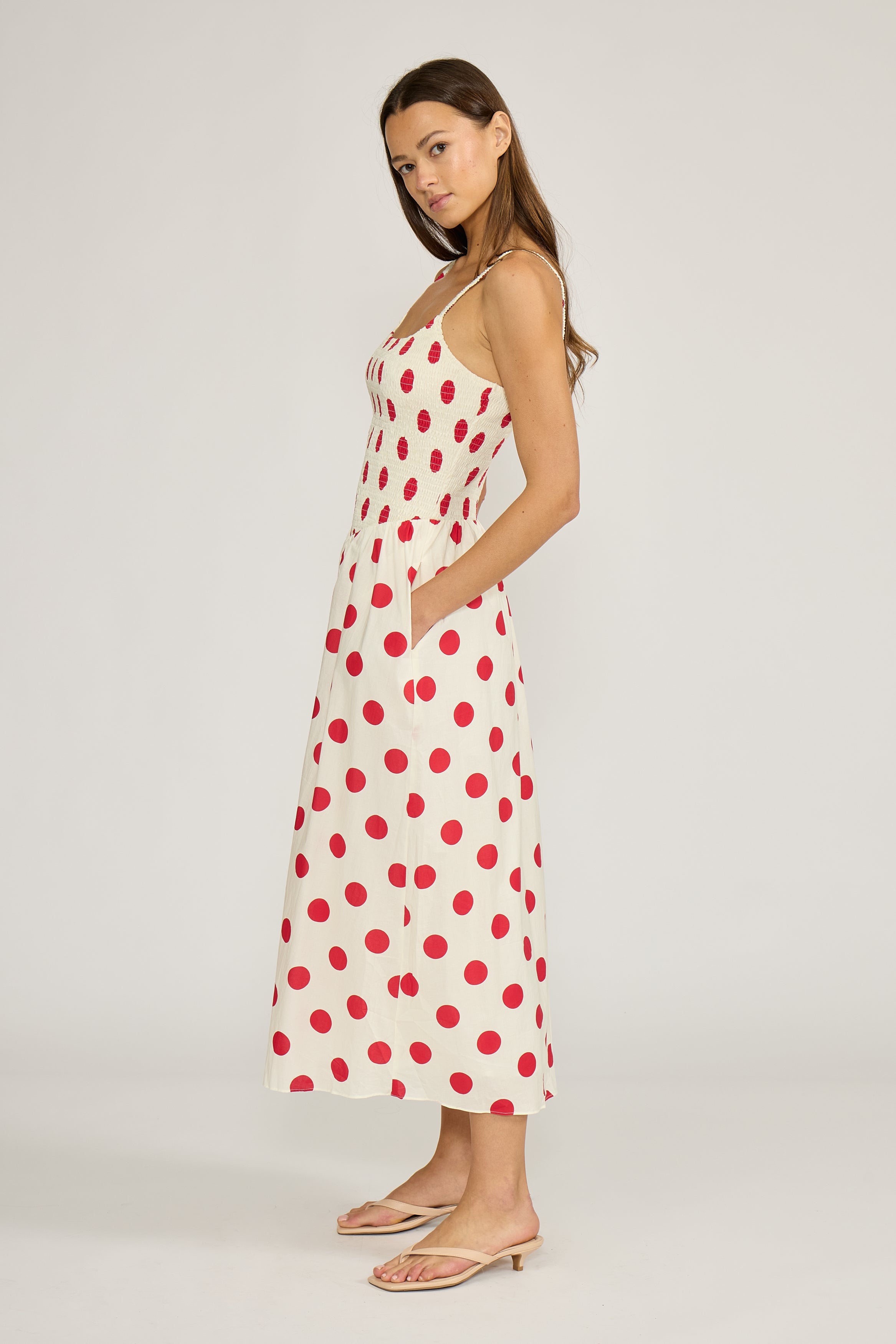 Devin Polka Dot Dress - Red Cream