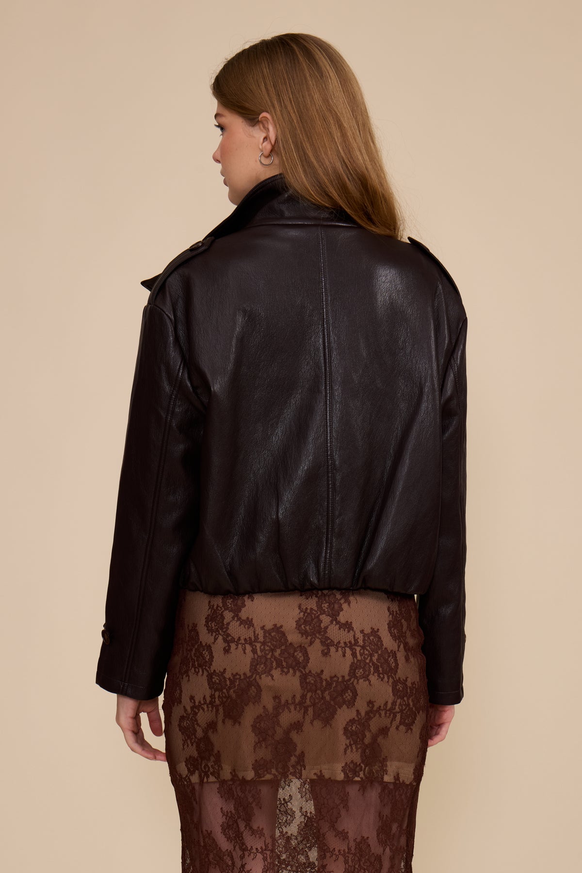 Corina Funnel Neck Jacket - Brown