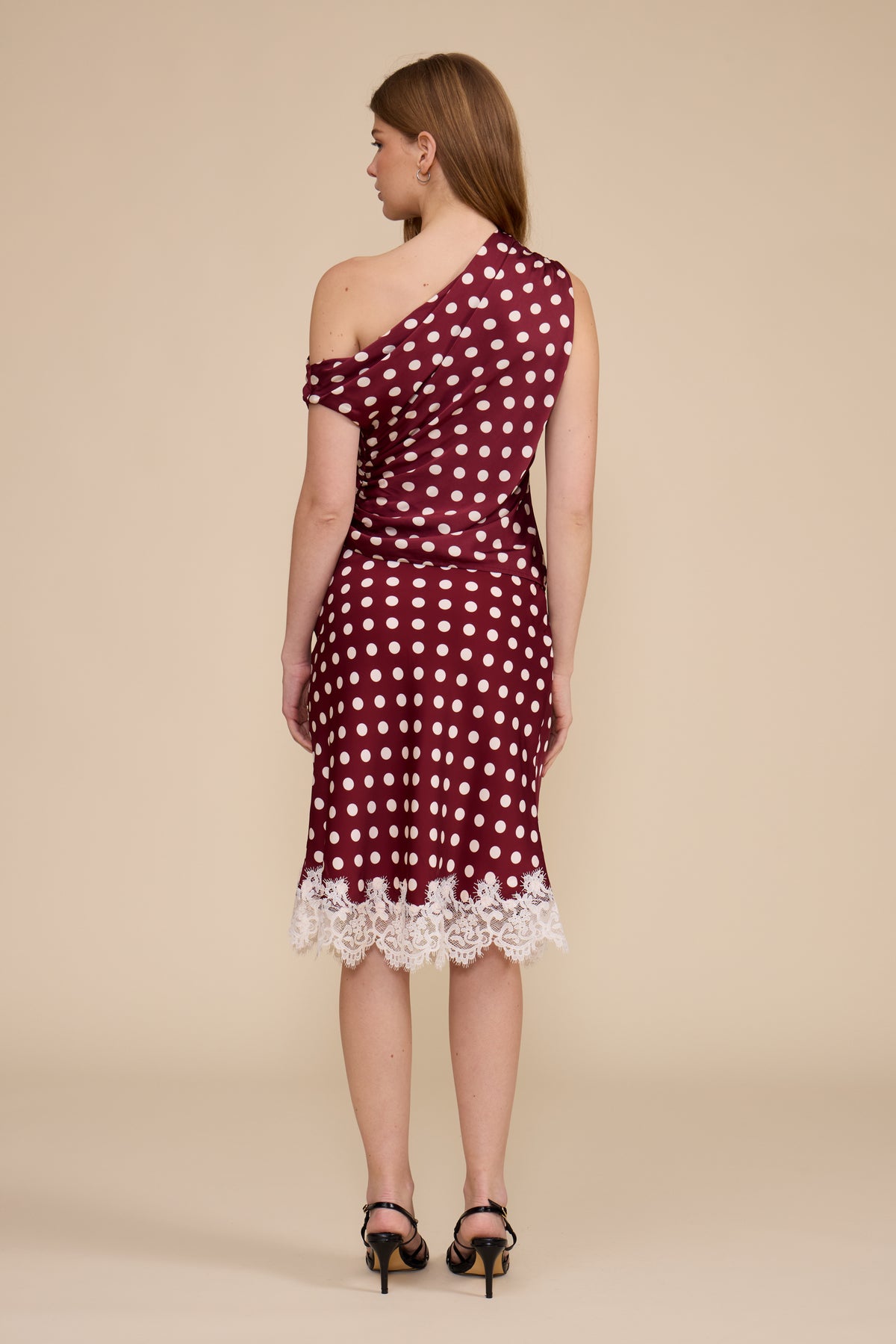 Sadie Bias Lace Trim Skirt - Red Cream
