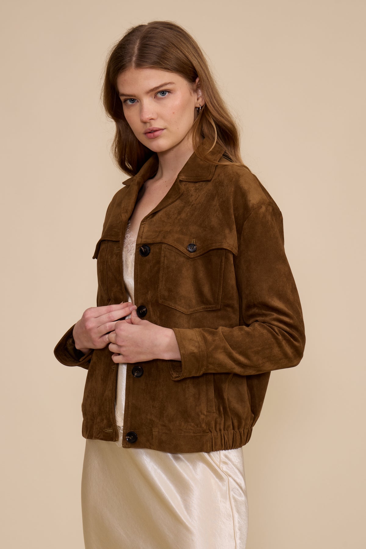 Henry Faux Suede Jacket - Walnut