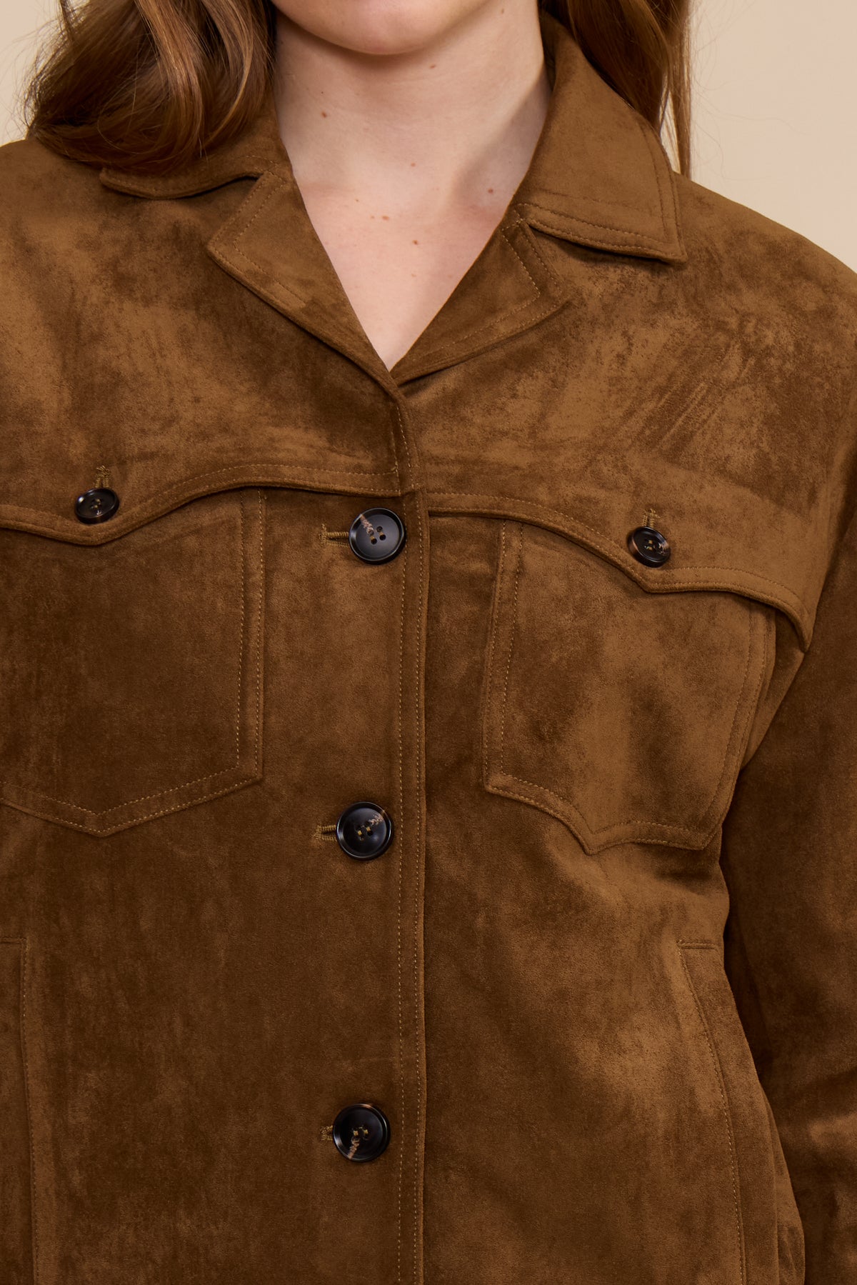 Henry Faux Suede Jacket - Walnut