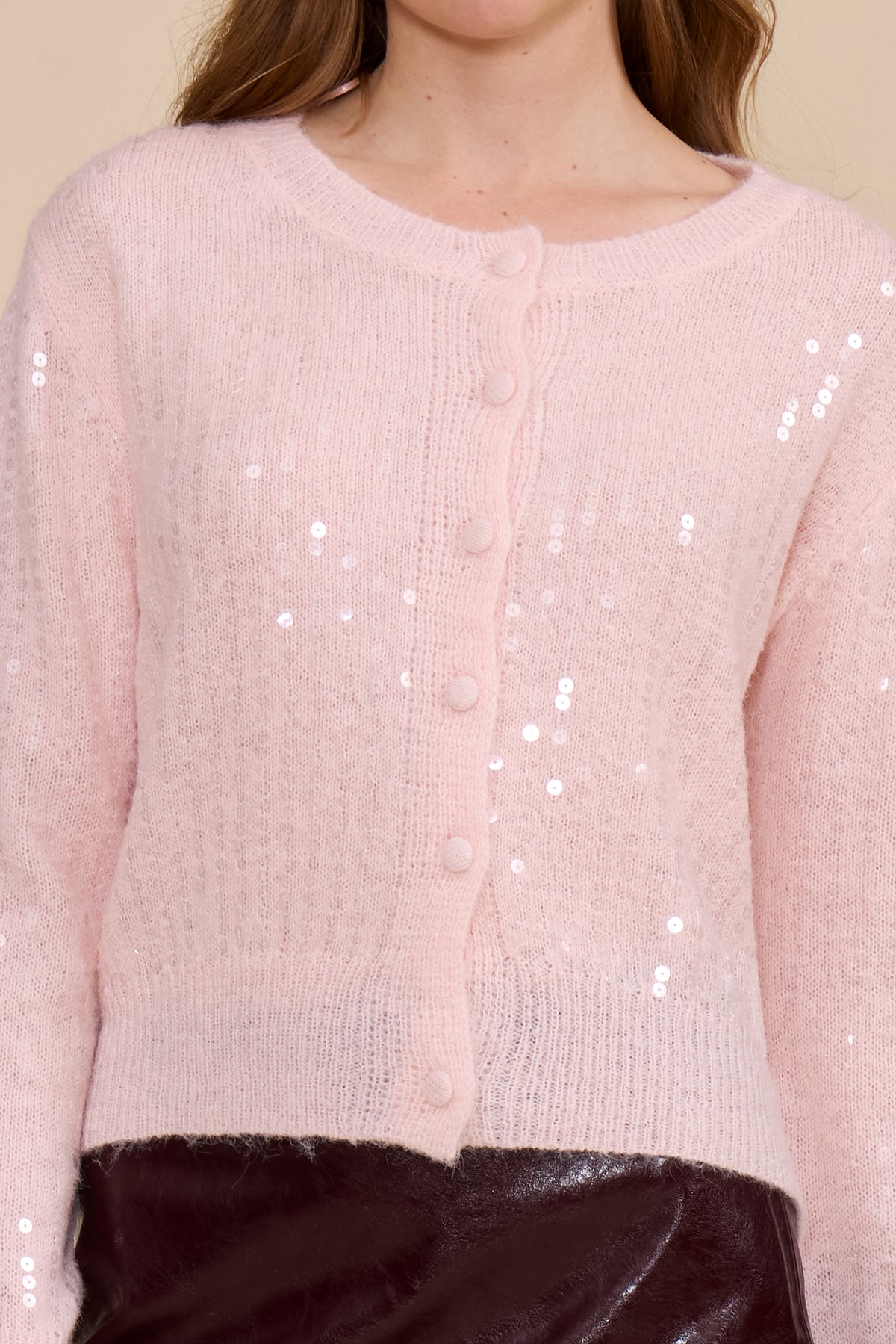 Pixie Sequin Cardigan - Pink