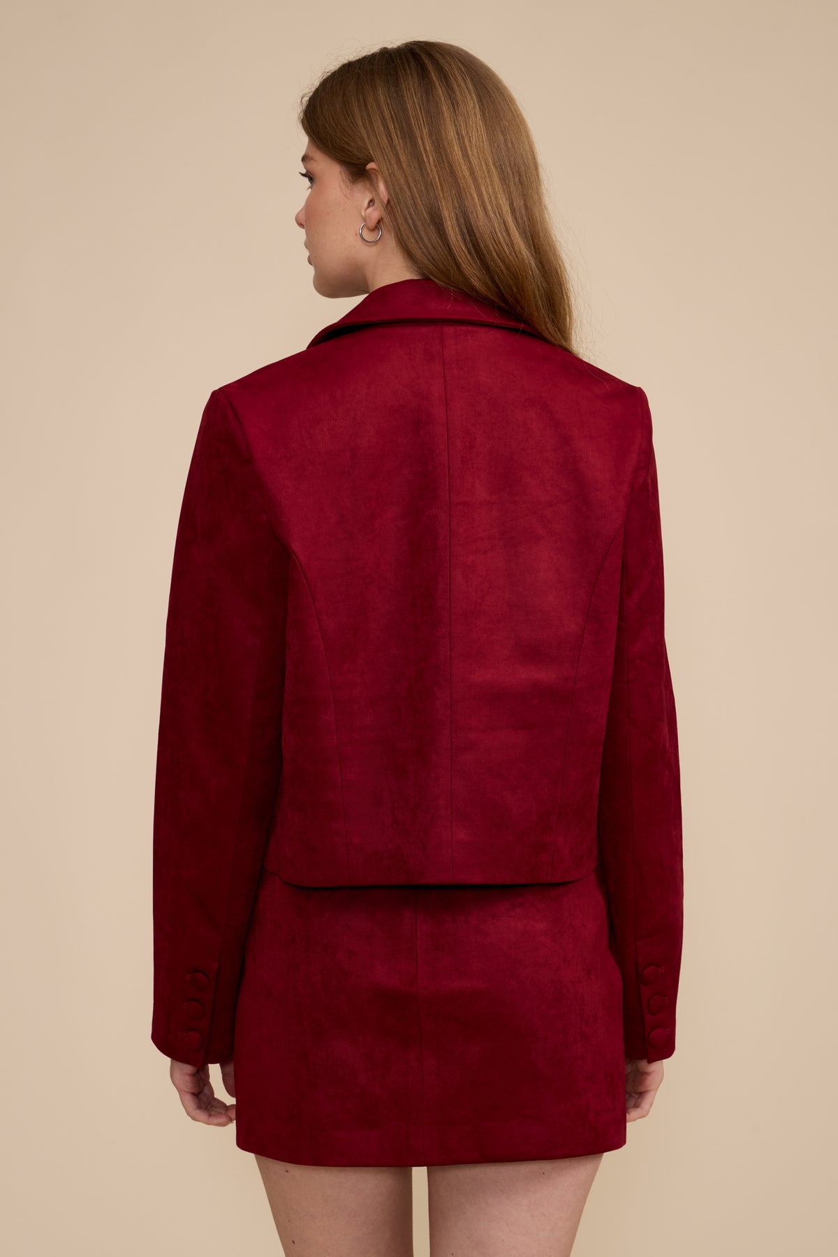 Brynn Faux Suede Jacket - Deep Merlot
