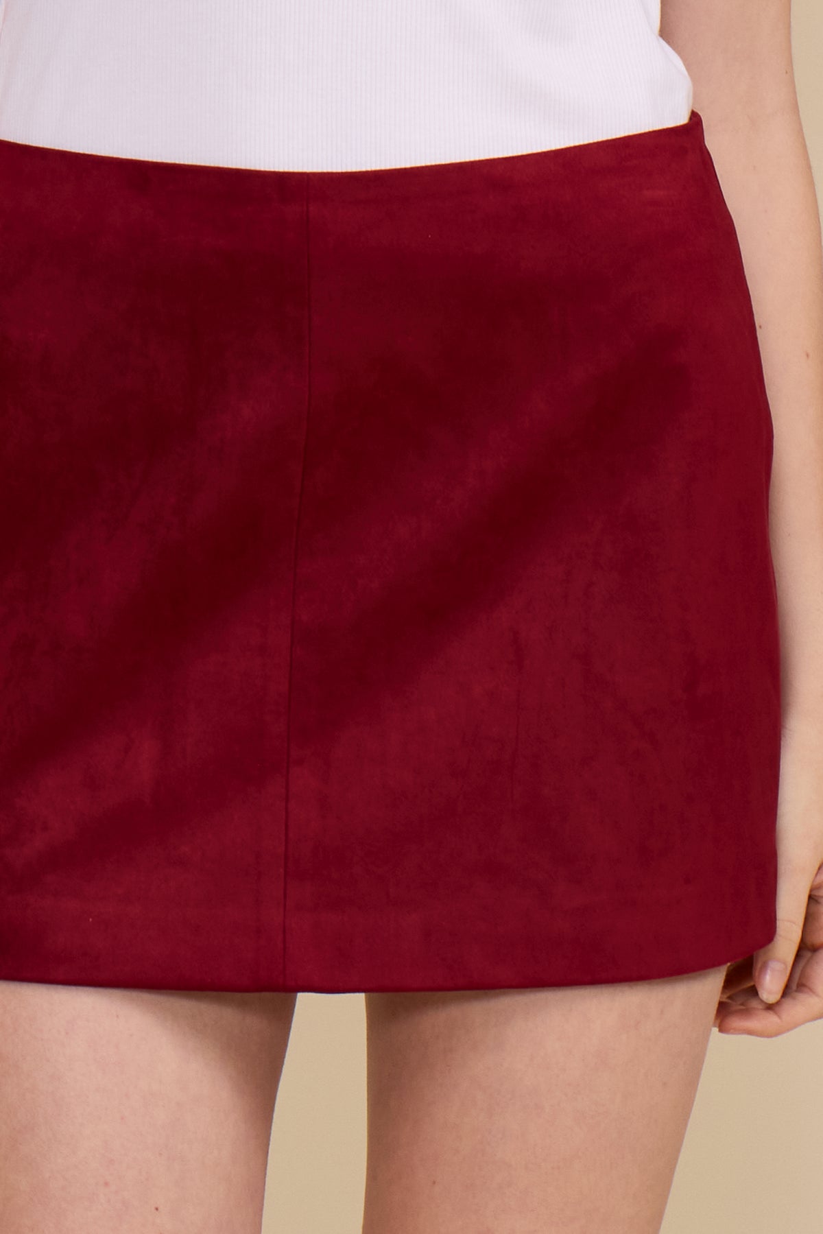 Lian Mini Faux Suede Skirt - Deep Merlot