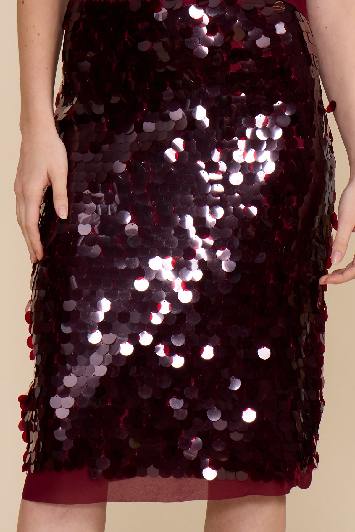 Twiggy Midi Sequin Skirt - Deep Merlot
