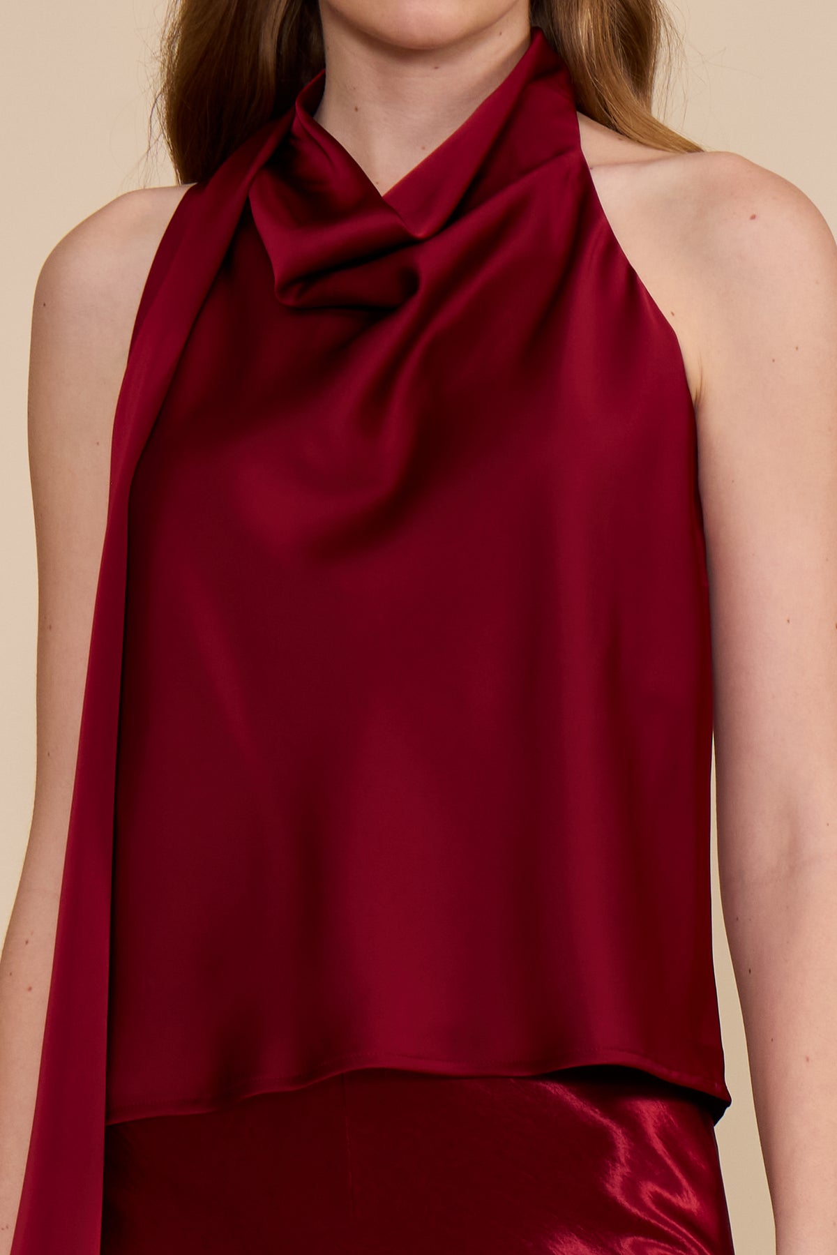 Faith Halter Scarf Top - Deep Merlot