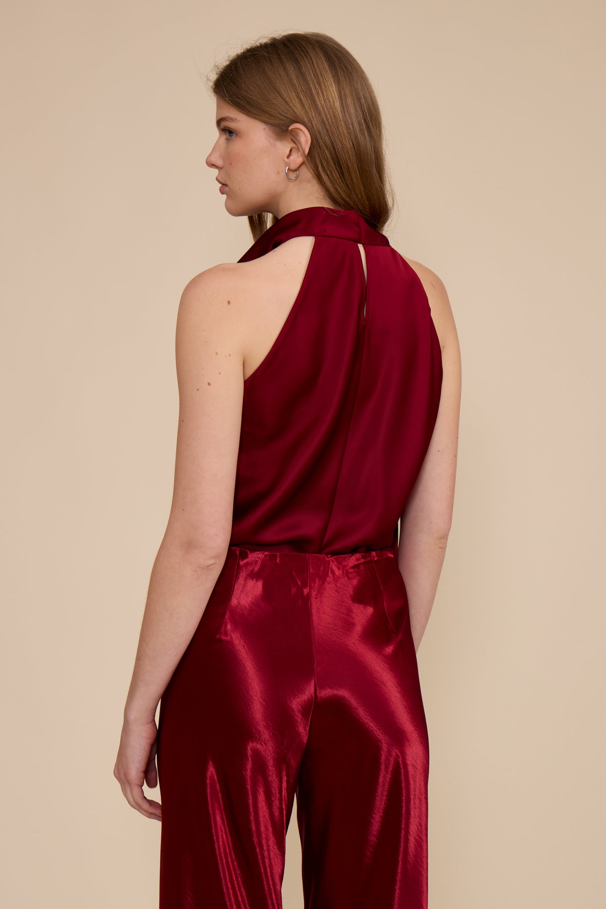 Faith Halter Scarf Top - Deep Merlot