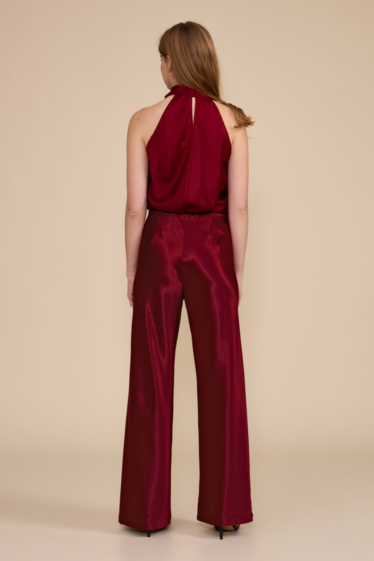 Jeiel Satin Bias Pant - Deep Merlot