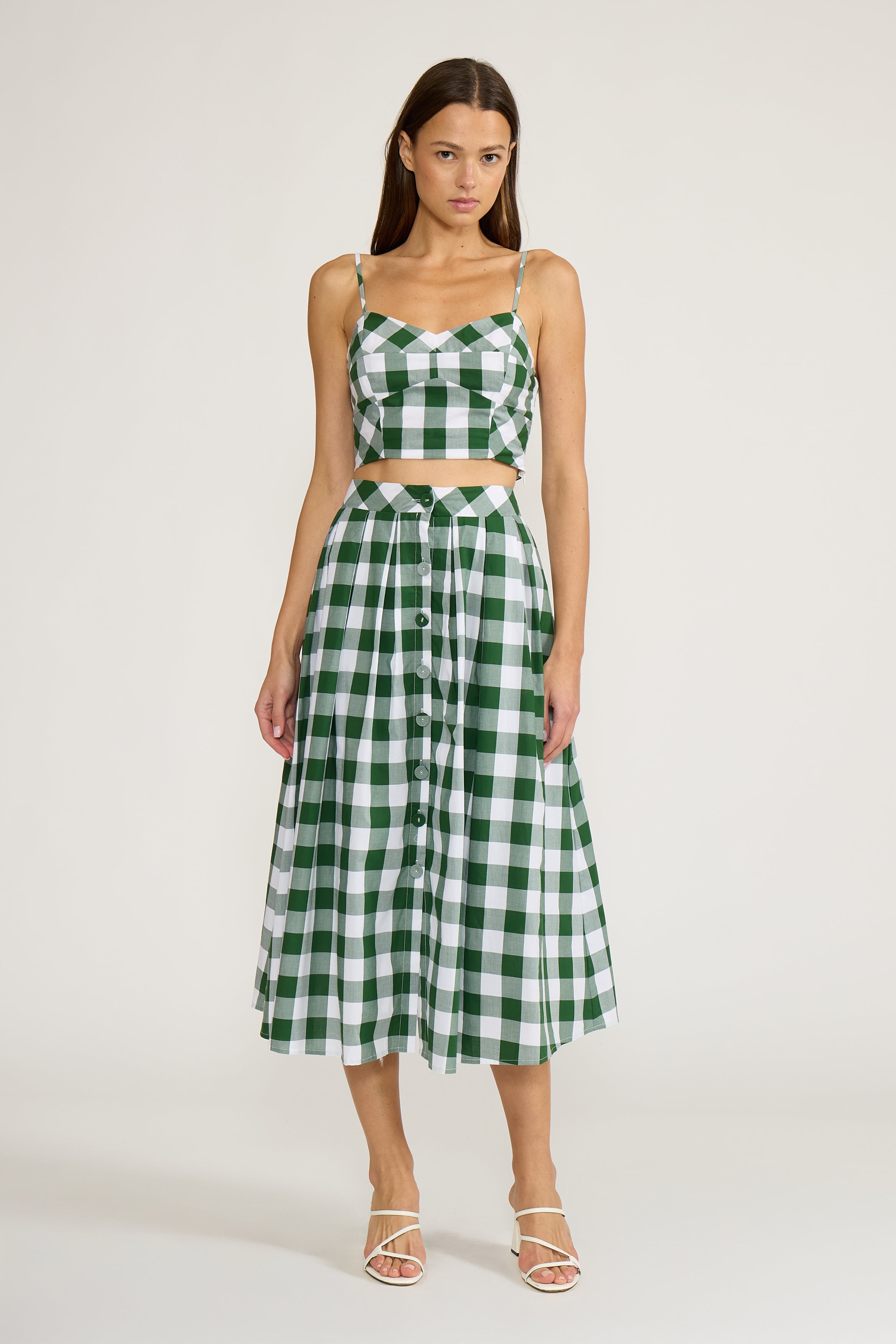 Lucy Paris-Annie Crop Tank Top - Green