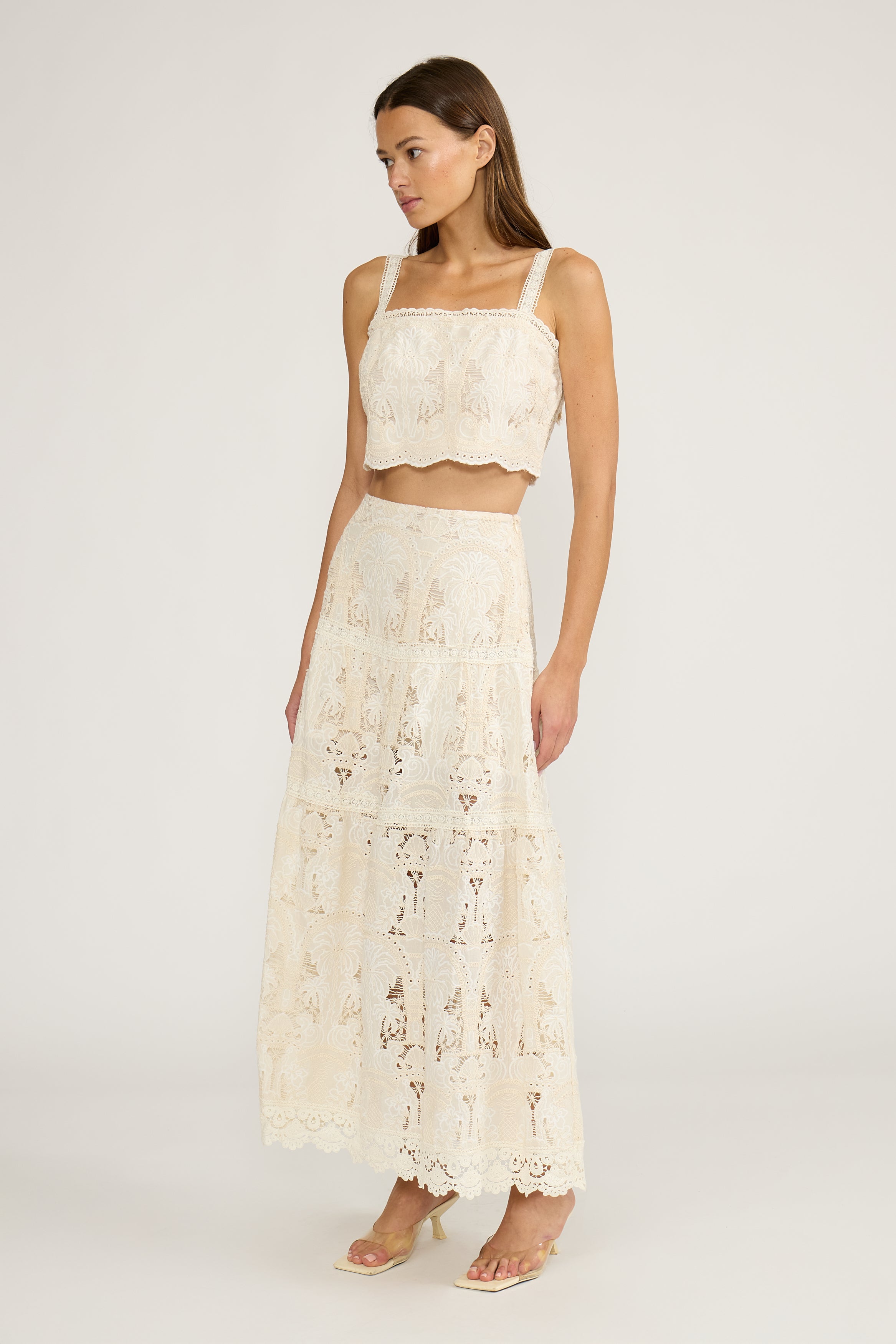 Lucy Paris-Elordi Tiered Skirt - Cream