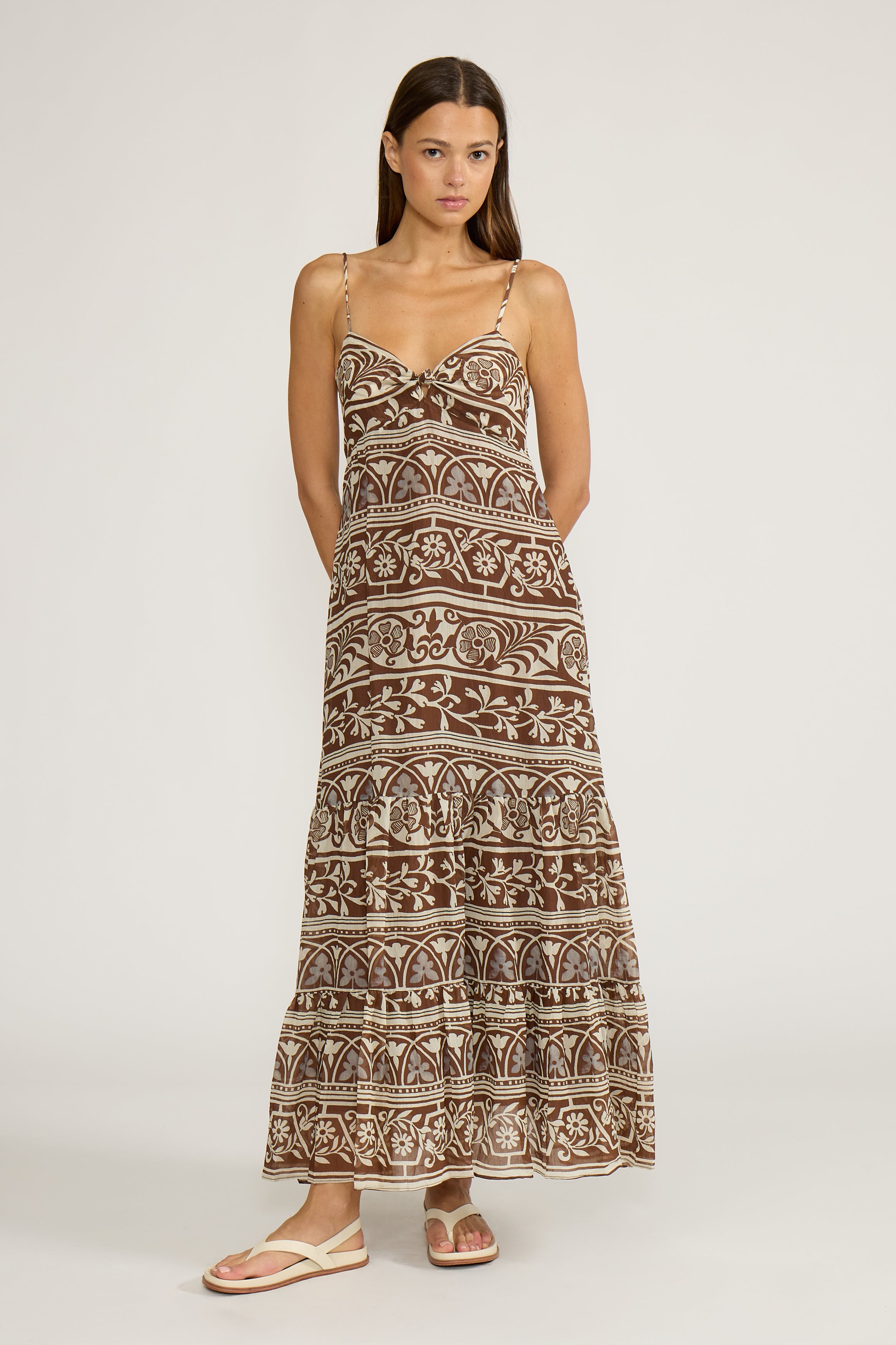 Lucy Paris-Fiona Maxi Dress - Brown Cream
