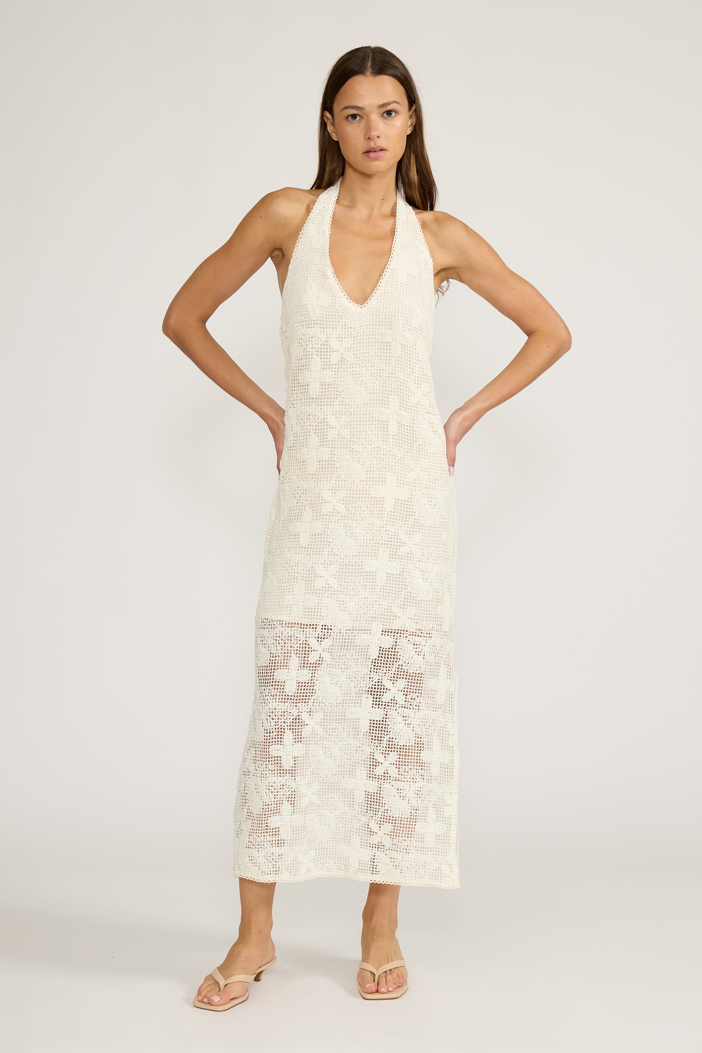 Lucy Paris-Florian Halter Dress - White