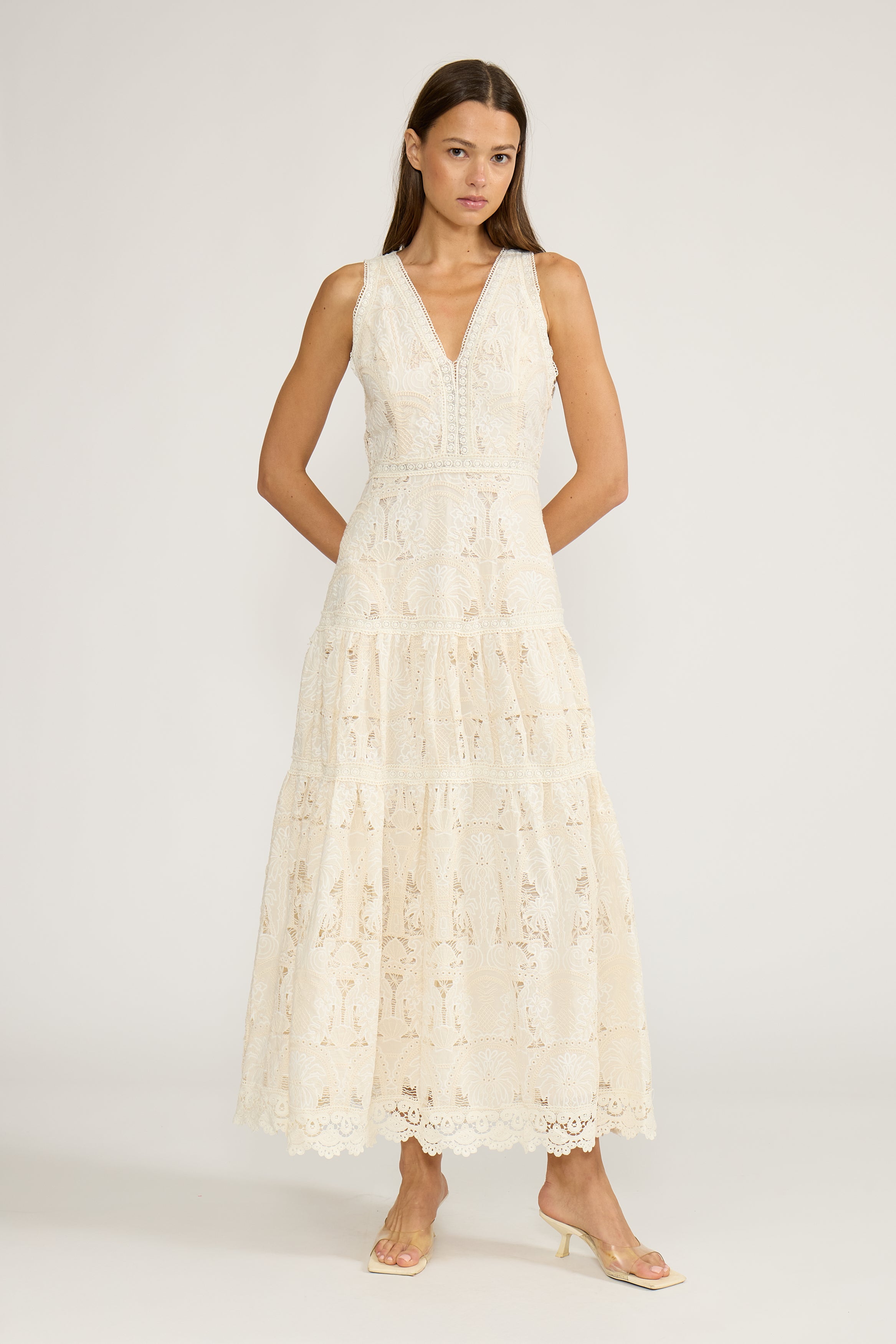 Lucy Paris-Francia Tiered Dress - Cream