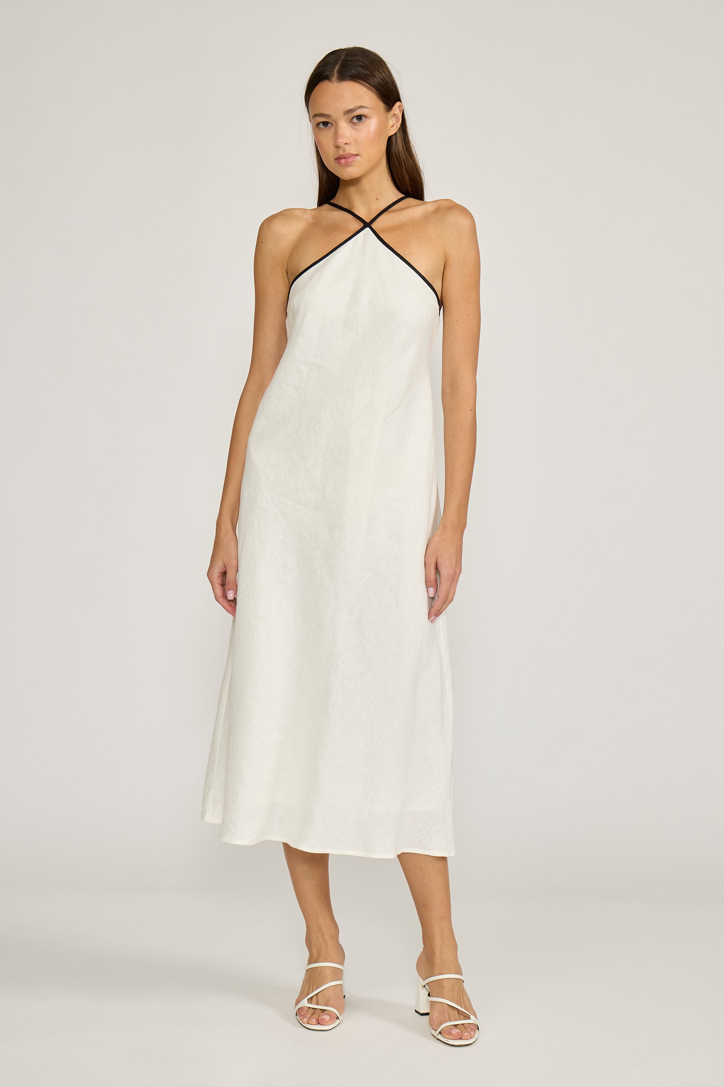Lucy Paris-Grace Midi Dress - White Black