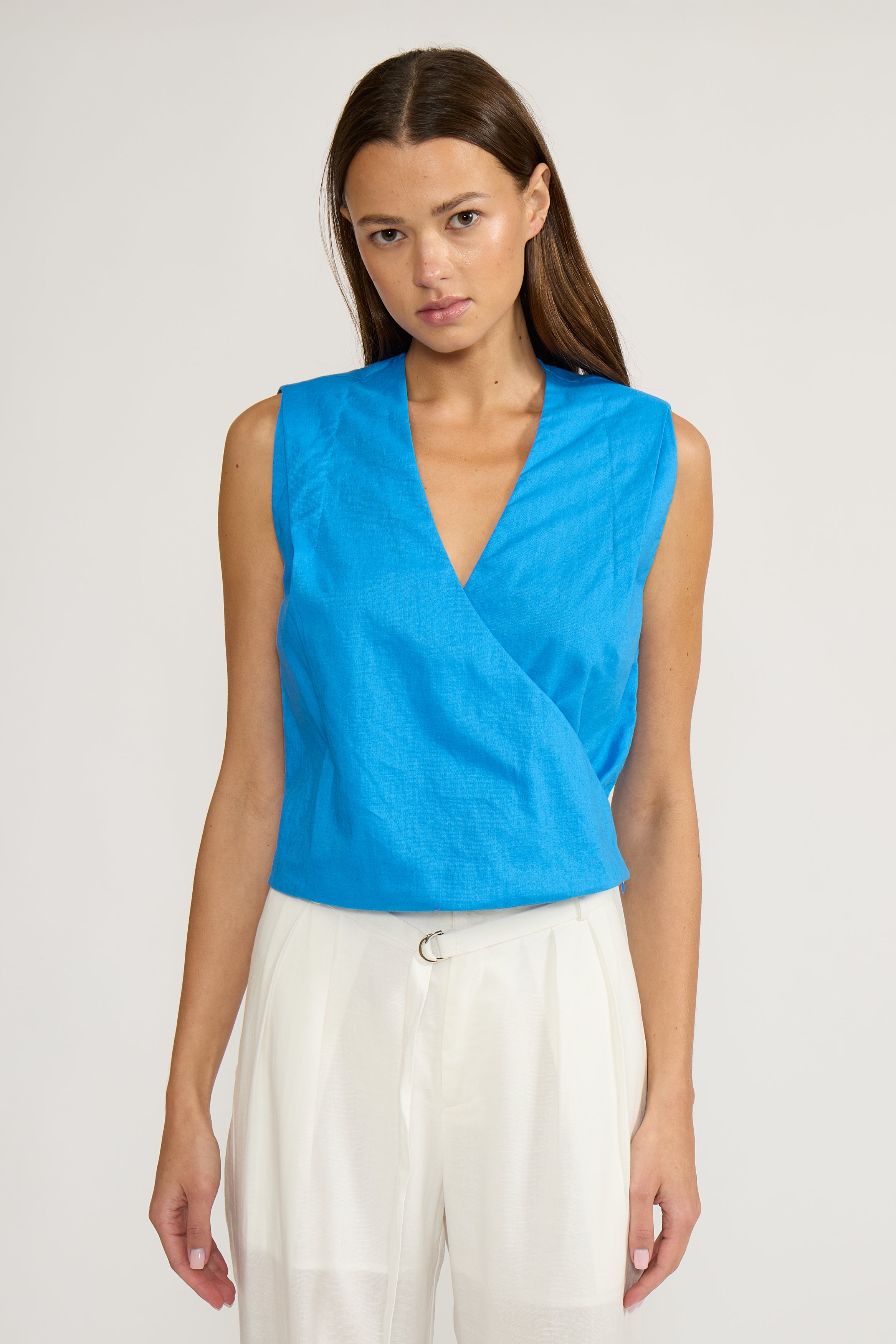 Lucy Paris-Hayley Wrap Top - Blue