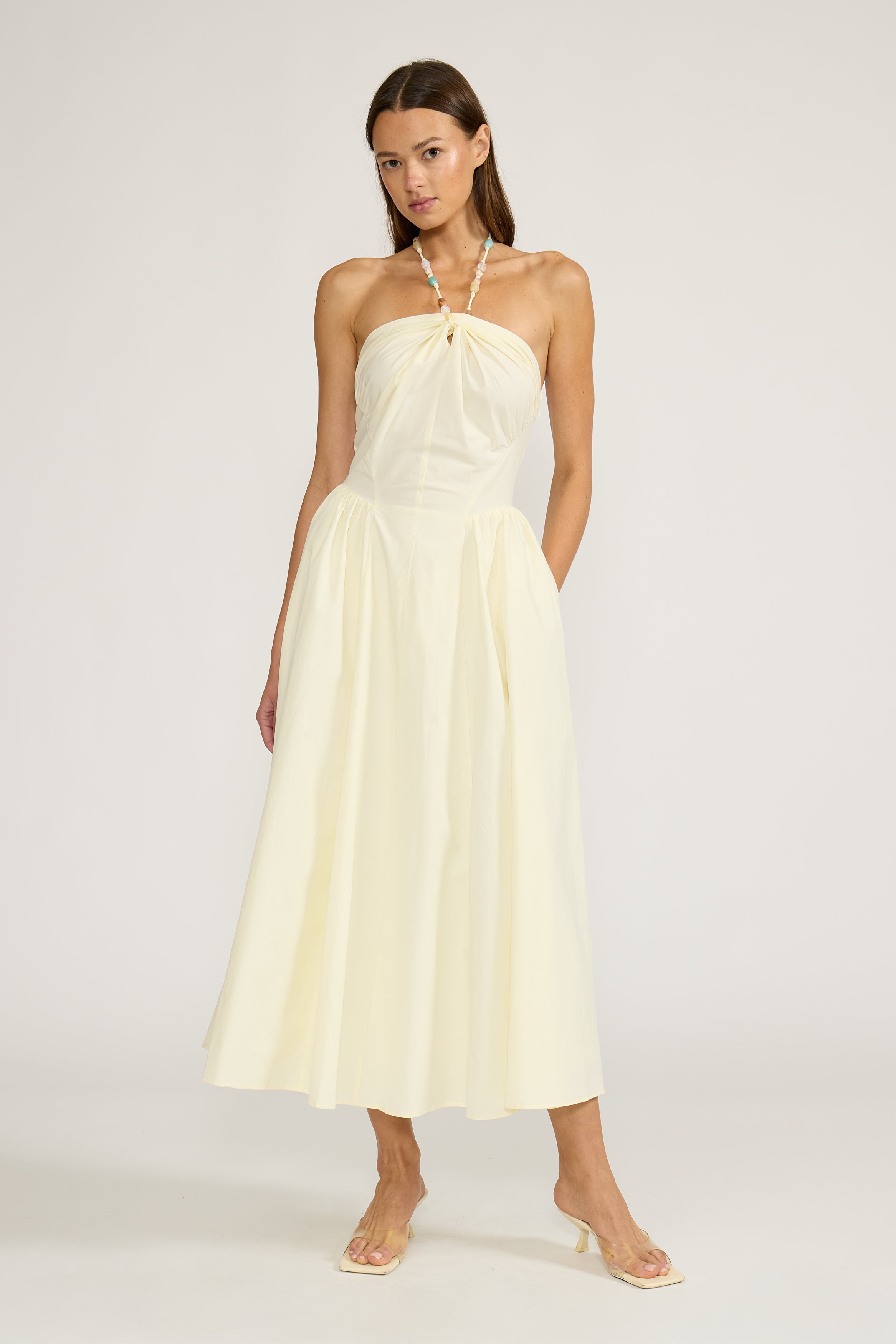 Lucy Paris - Hilary Bead Detail Dress - Cream
