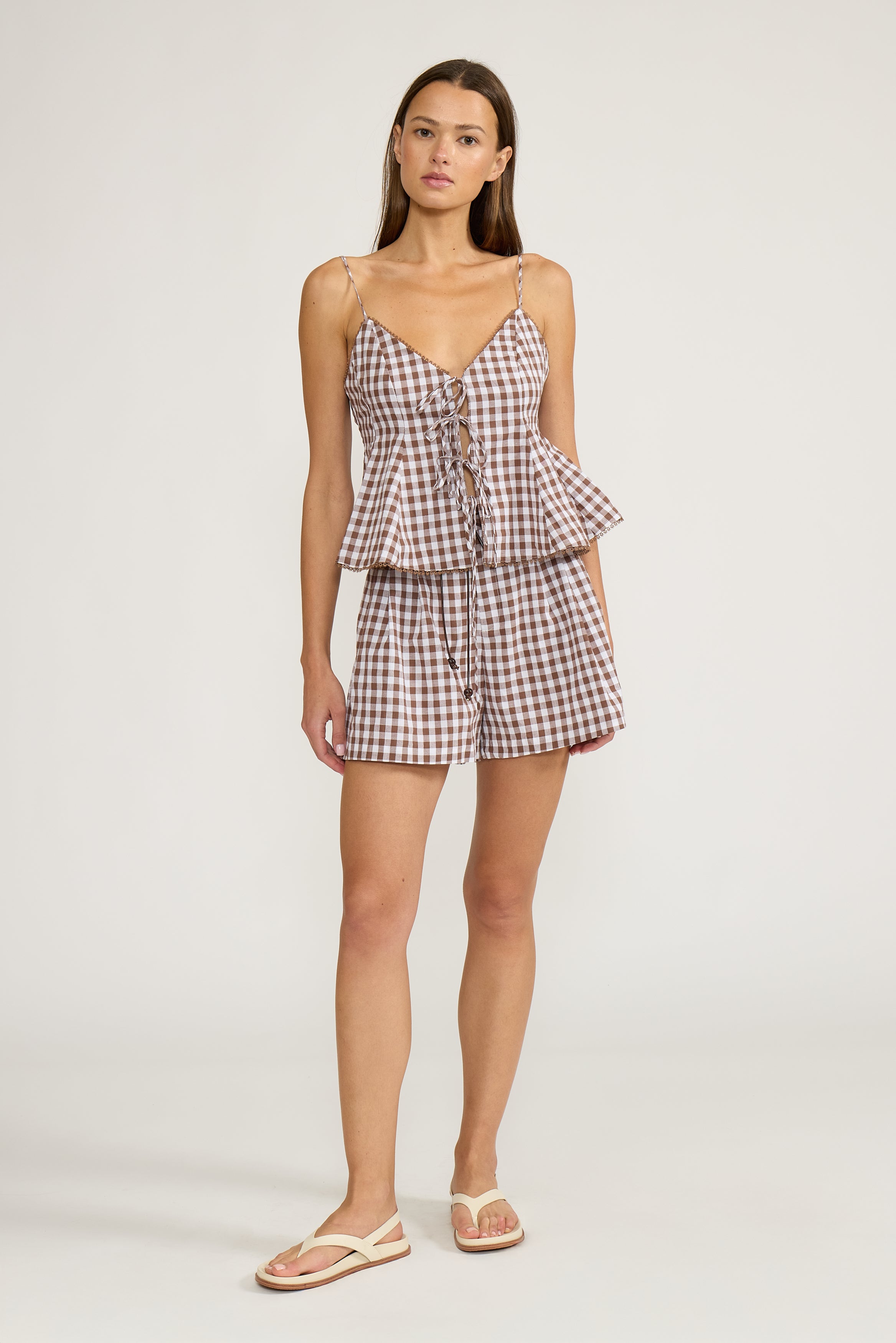Lucy Paris-Holly Tie Tank Top - Brown