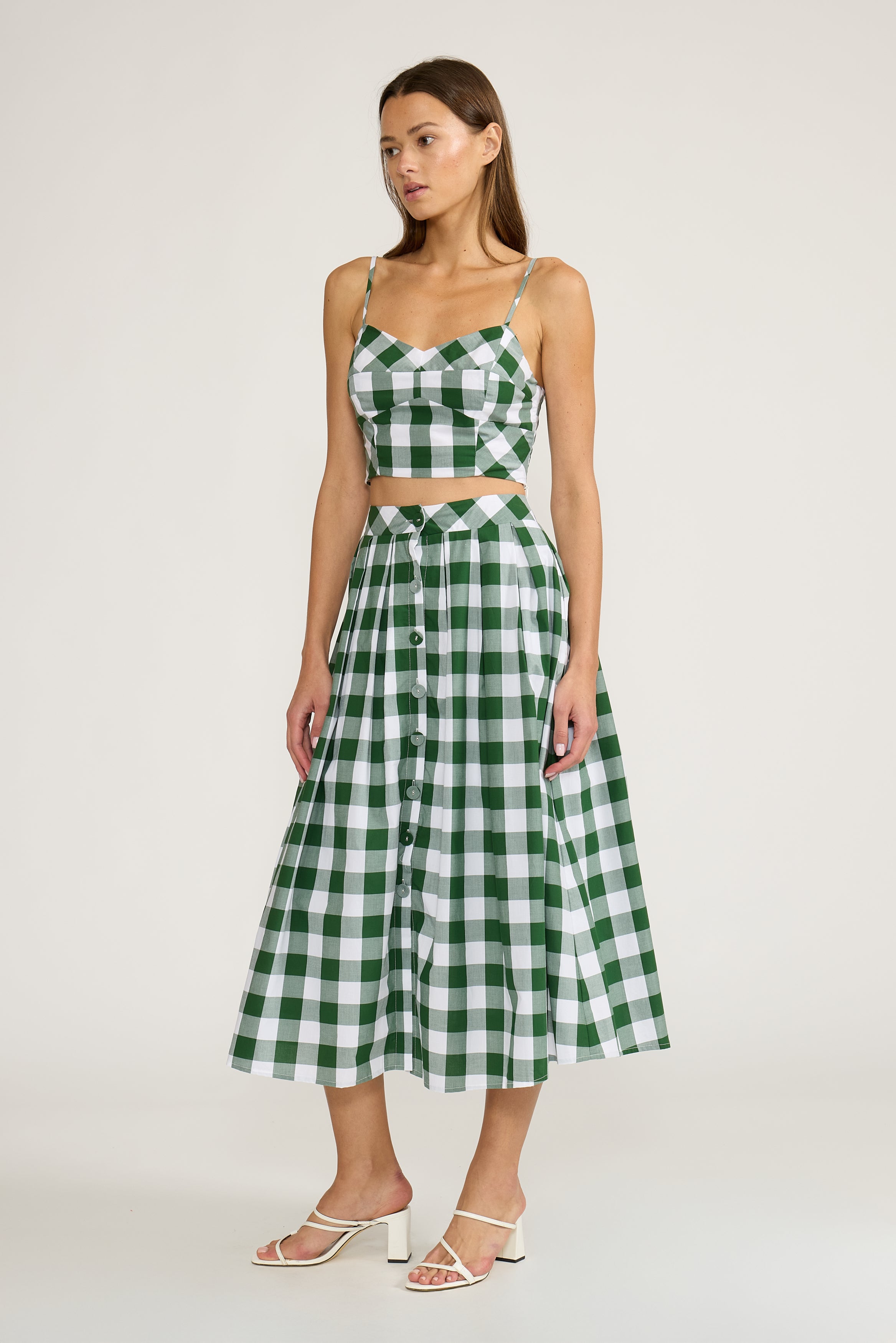 Lucy Paris-Honey Midi Skirt - Green