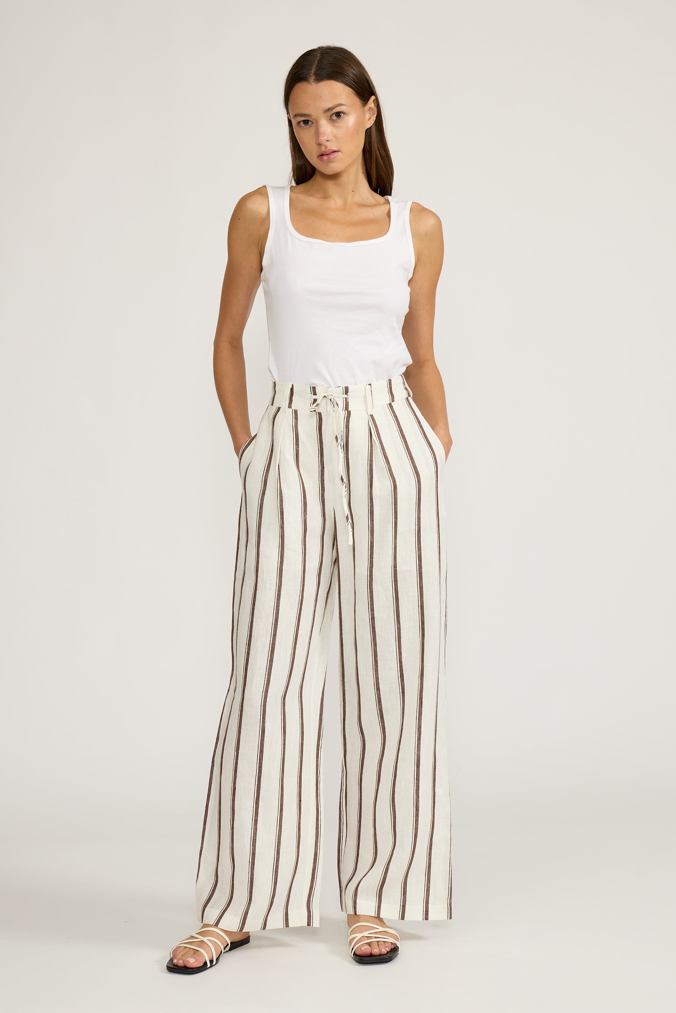Lucy Paris-Justine Pants - White Brown