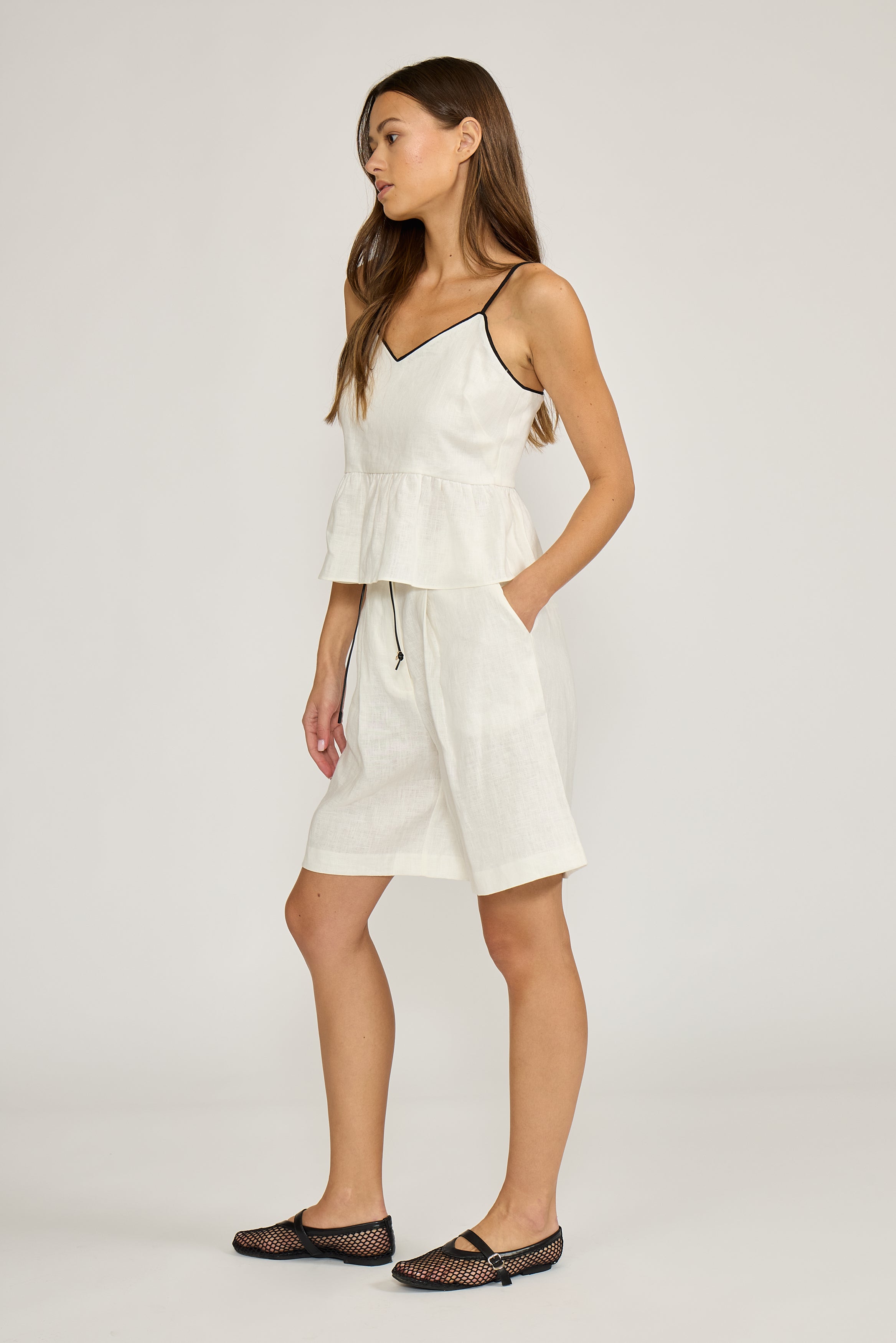 Lucy Paris-Lottie Relaxed Shorts - White Black