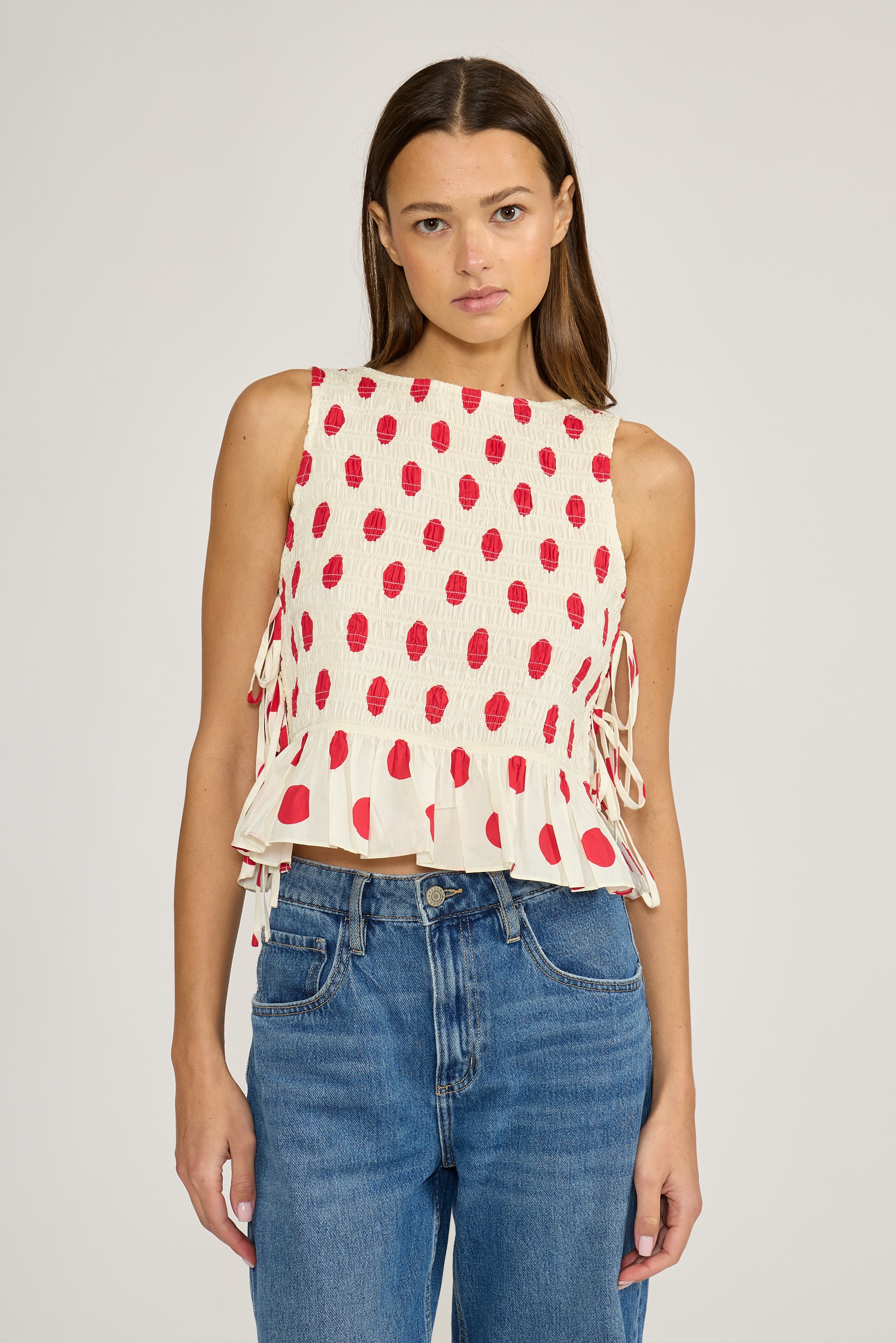 Lucy Paris-Maeve Polka Dot Top - Red Cream