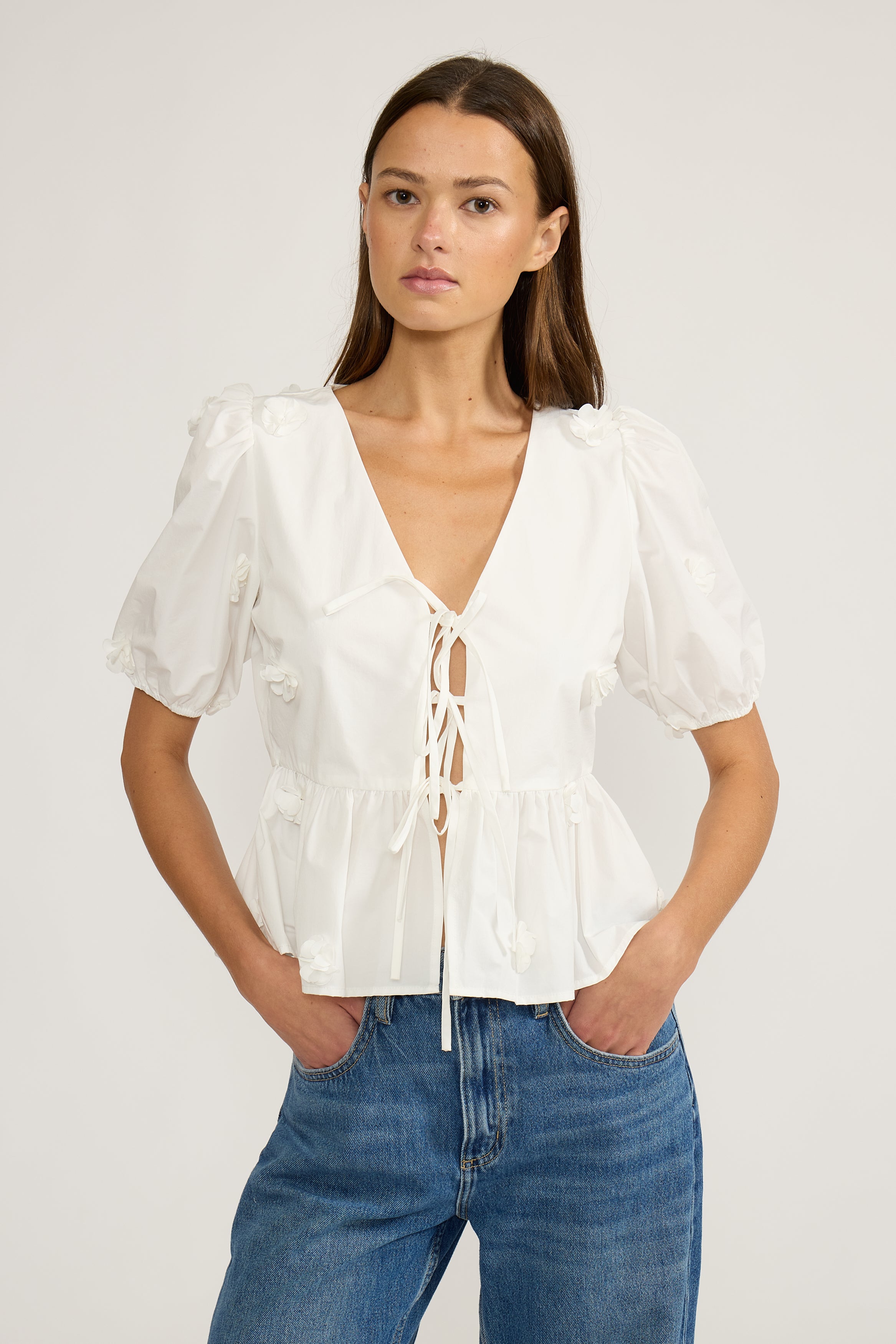 Lucy Paris-Melanie Tie Top - White