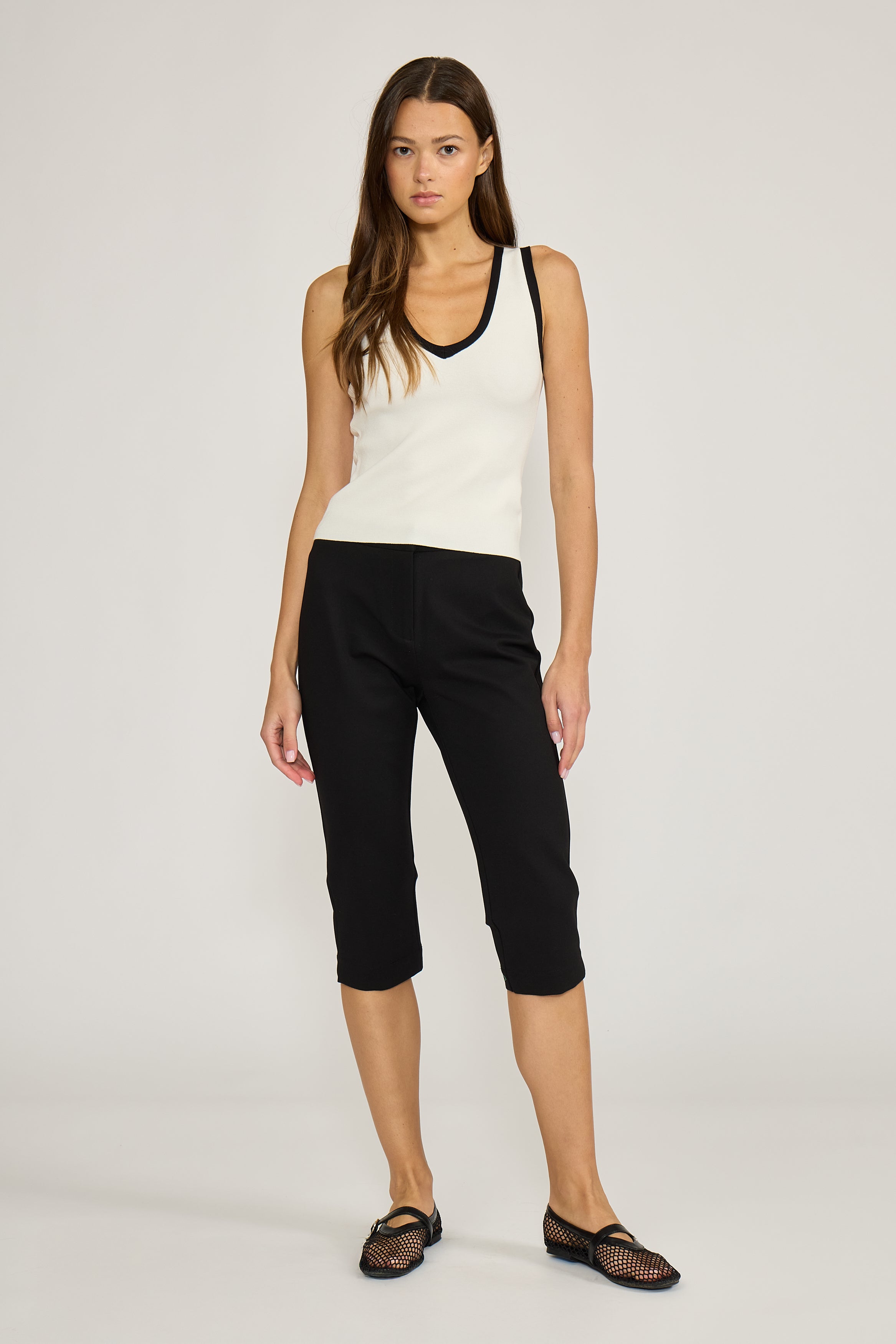 Lucy Paris-Nancy V-Neck Knit Top - White 