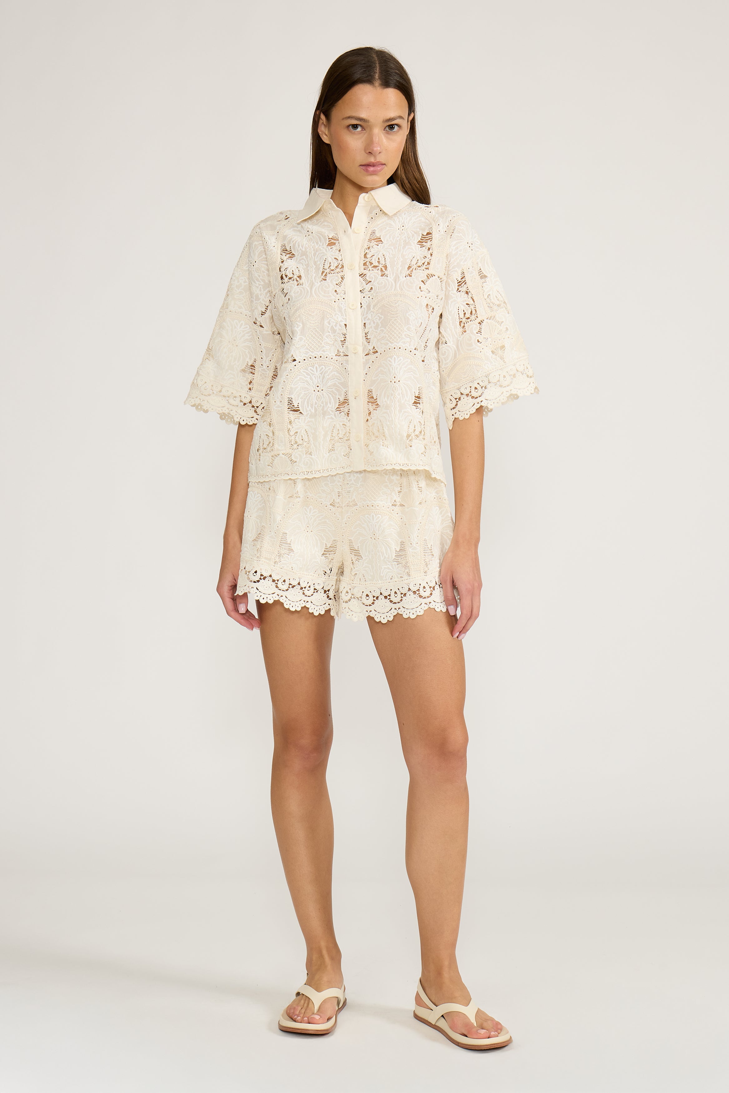 Lucy Paris-Nellie Button Down Top - Cream