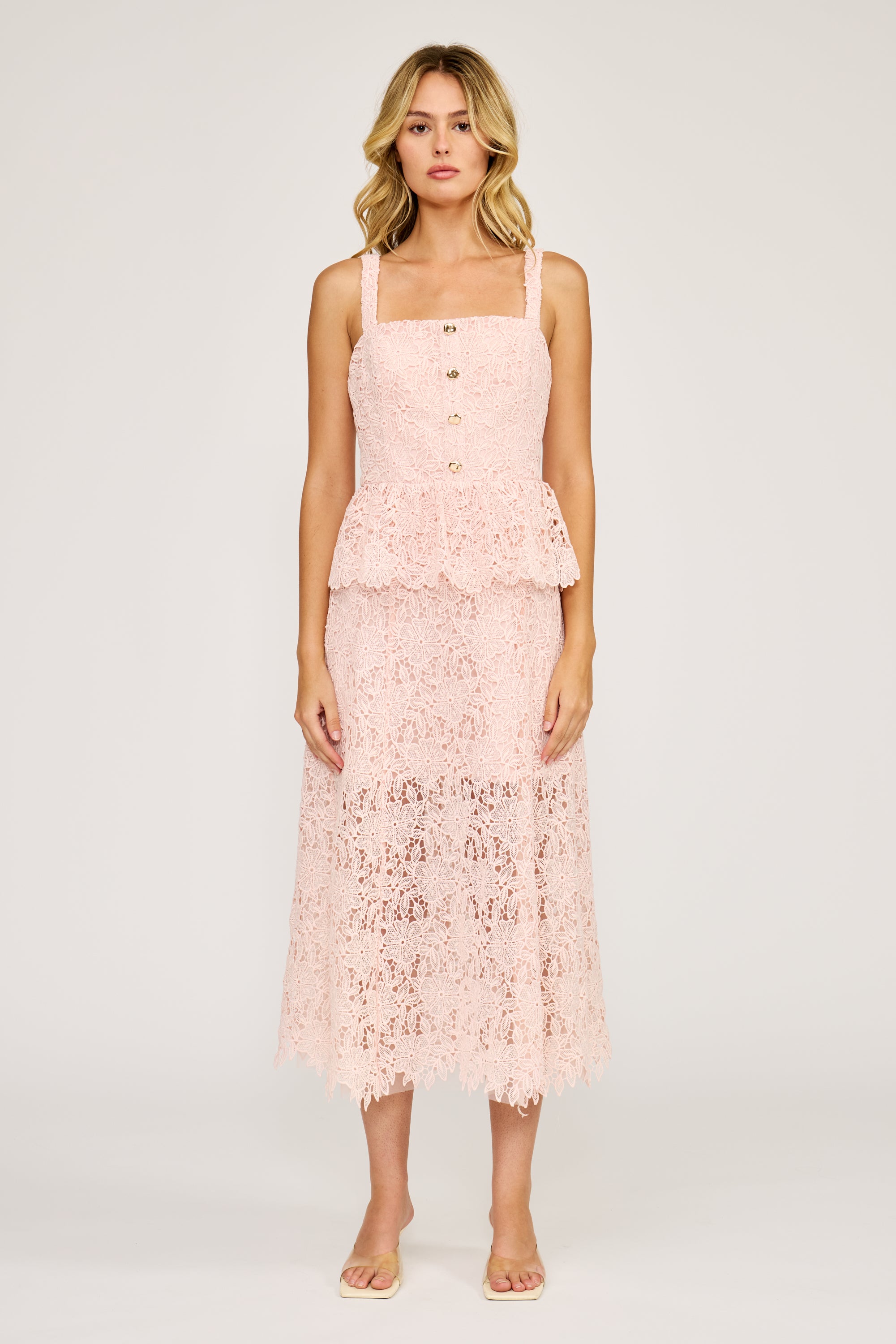 Lucy Paris-Rosalie Peplum Lace - Light Pink