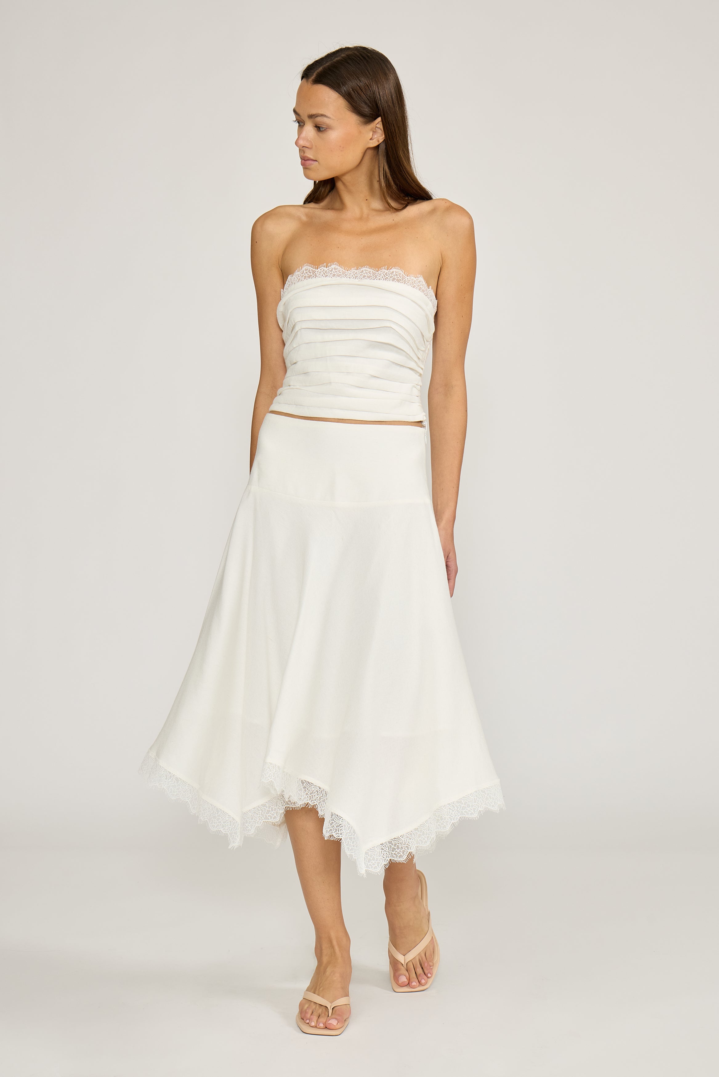 Lucy Paris-Roxy Ruched Top - White