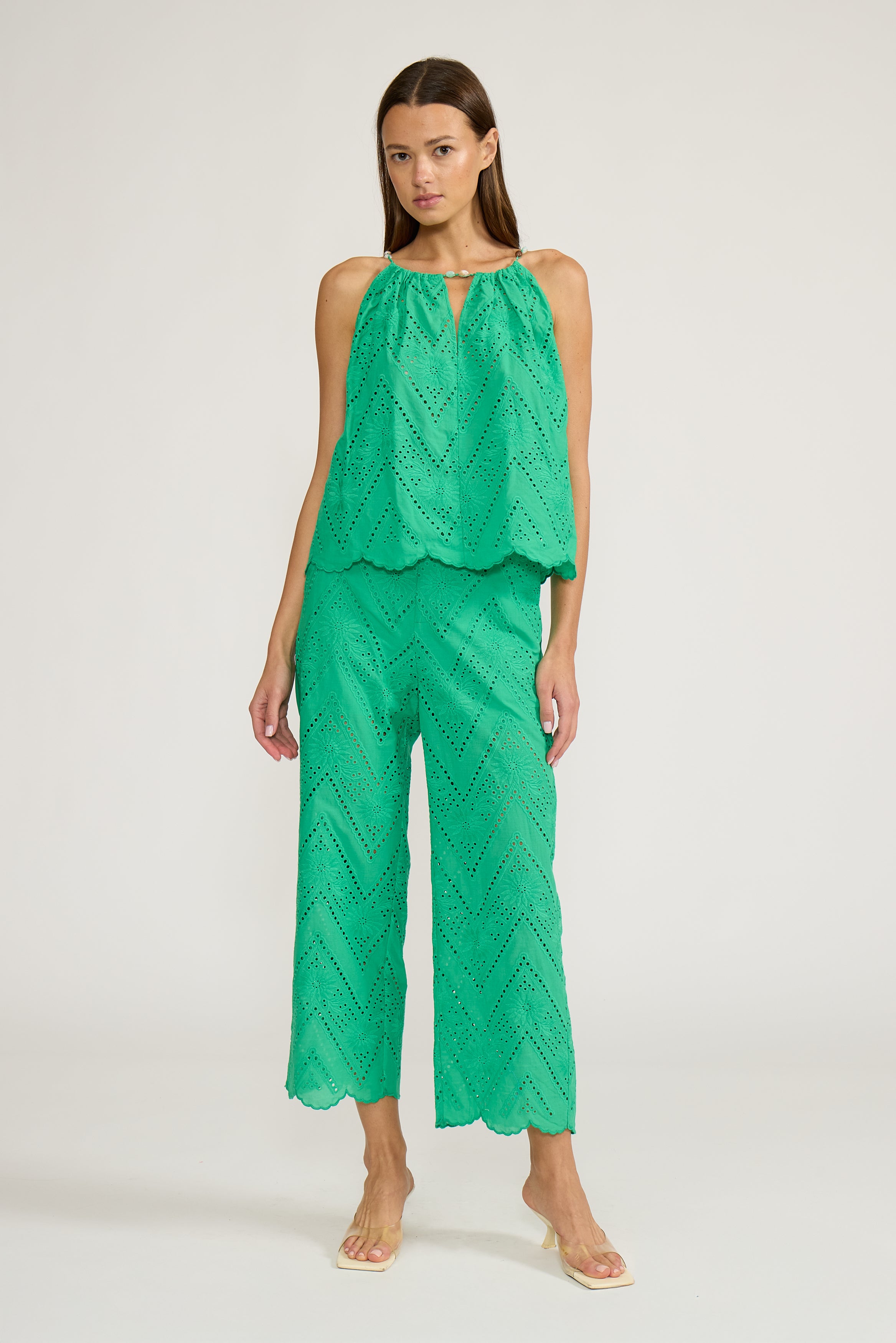 Lucy Paris-Sierra Halter Top - Green