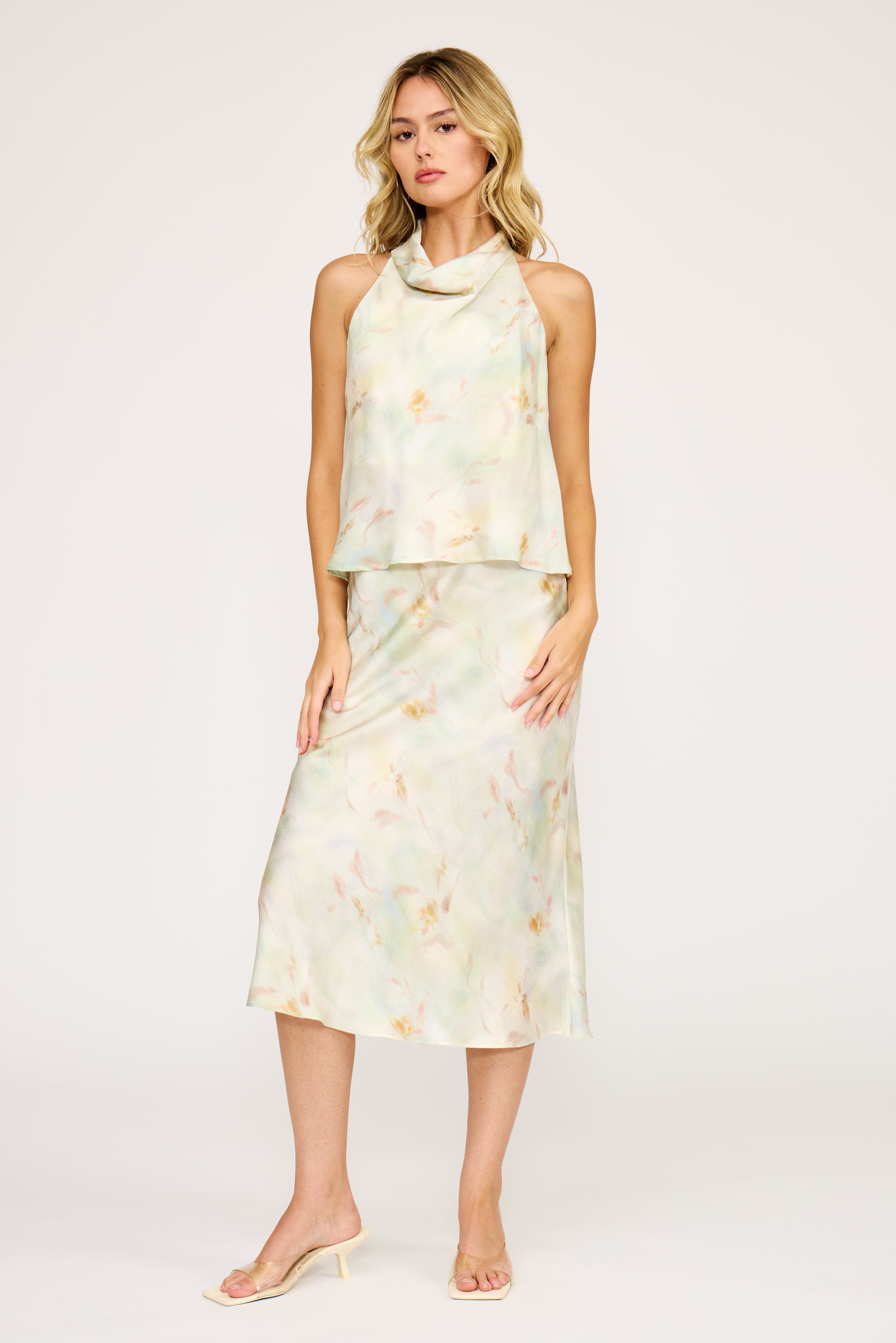 Lucy Paris- Barbara Satin Skirt - Mint