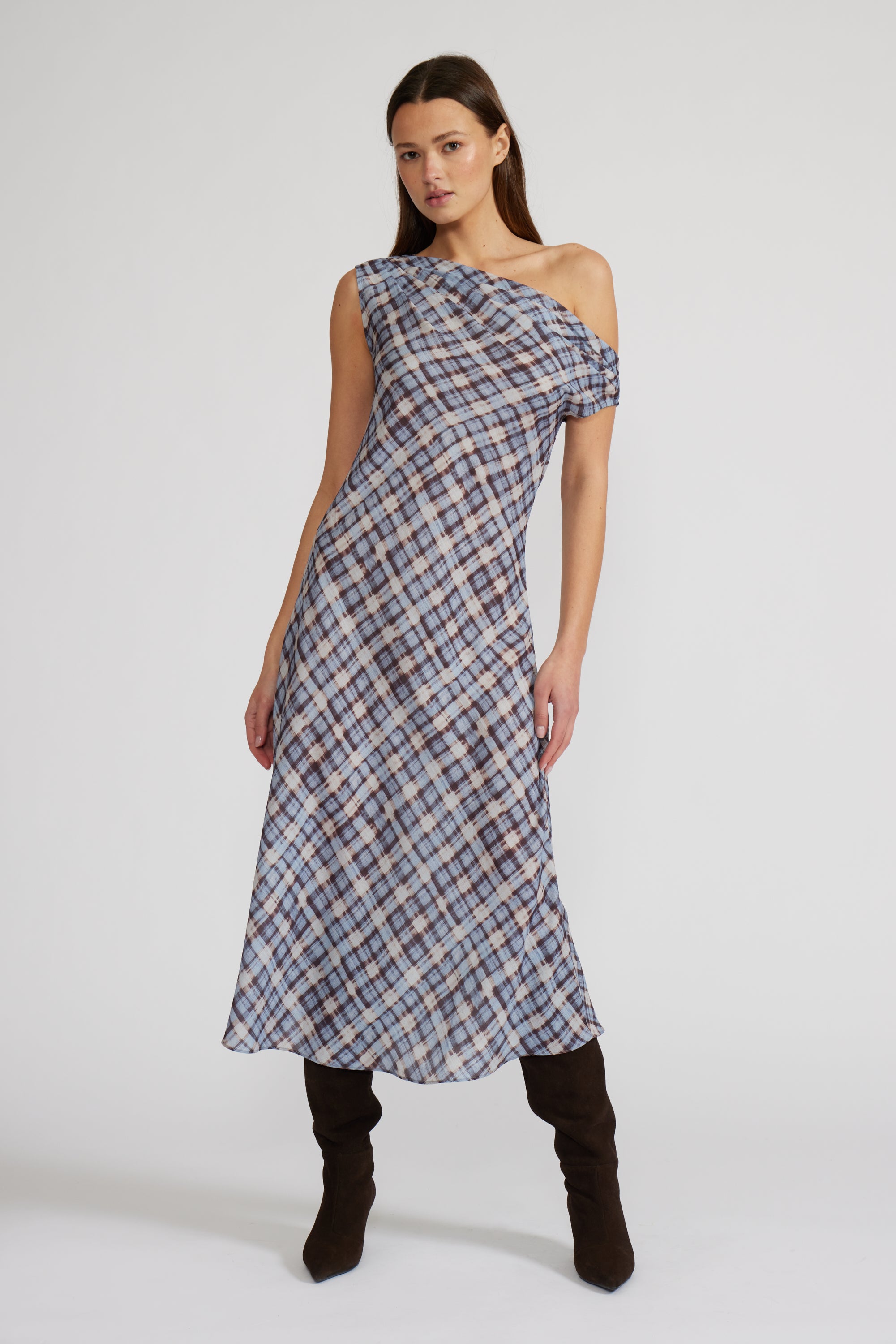 Lucy Paris - Ace Asymmetrical Dress - Blue Plaid