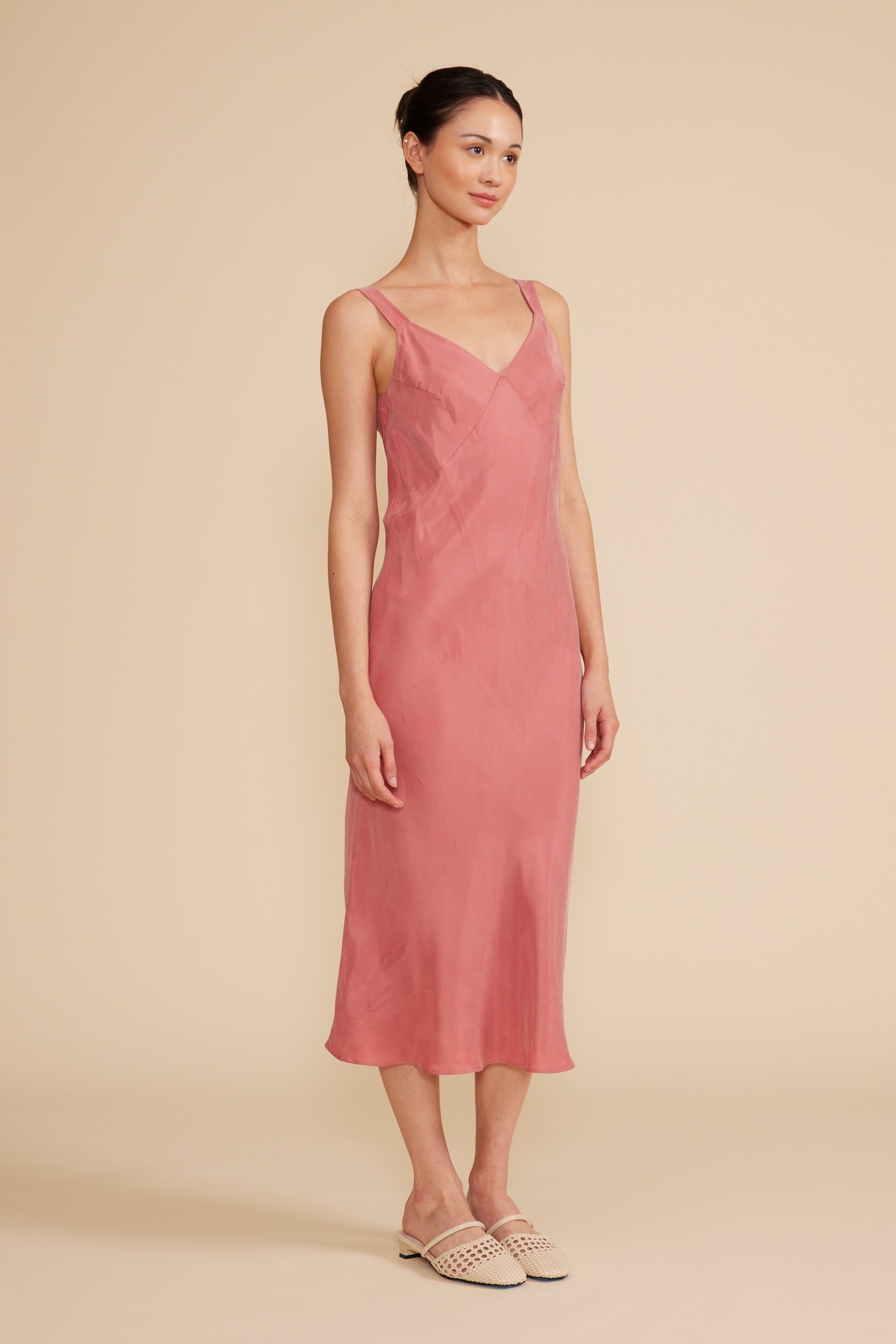 Lucy Paris - Andee Bias Dress - Dusty Rose Large Lucy Paris - Andee Bias Dress - Dusty Rose Large
