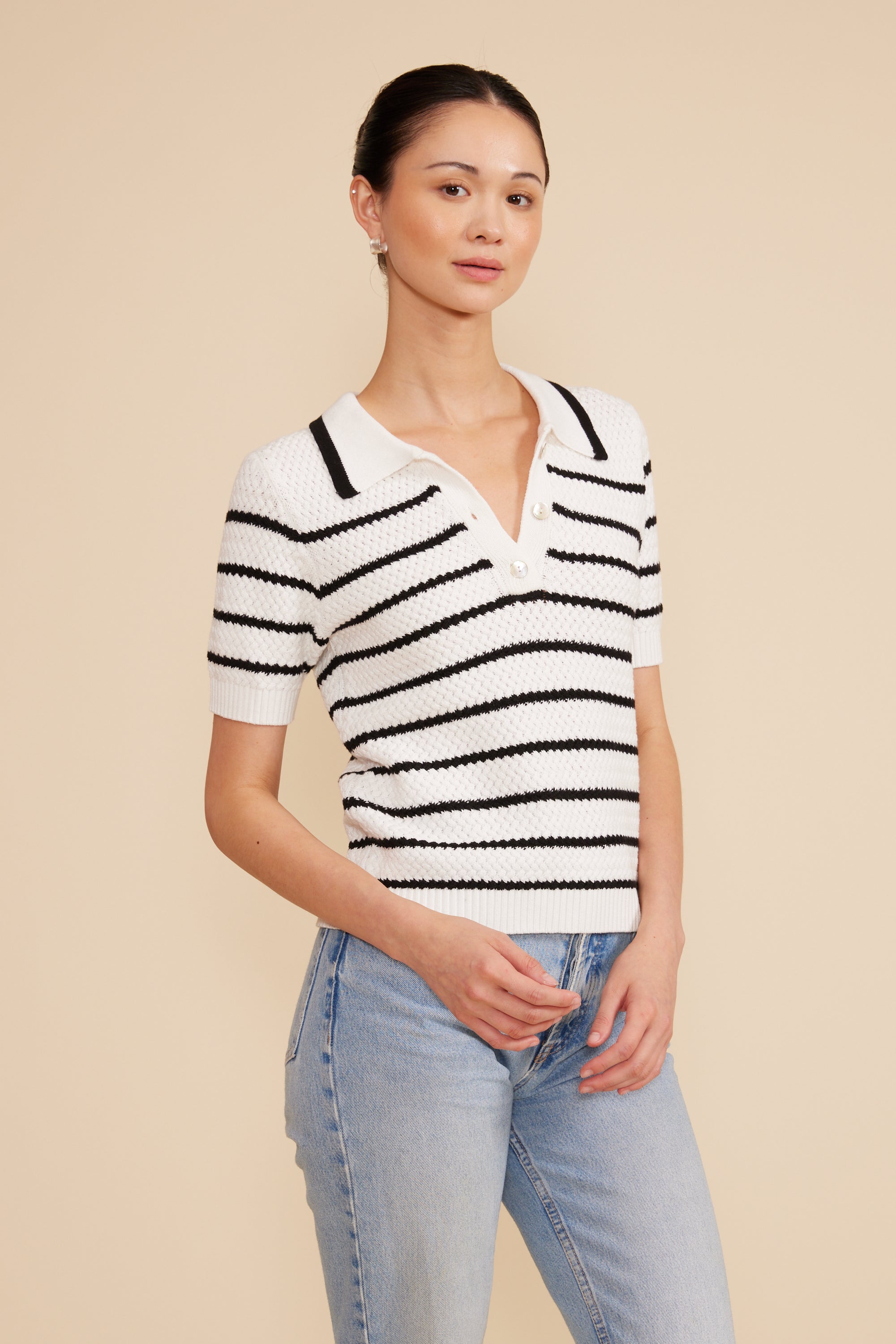 Lucy Paris - Davey Stripe Top - White Black