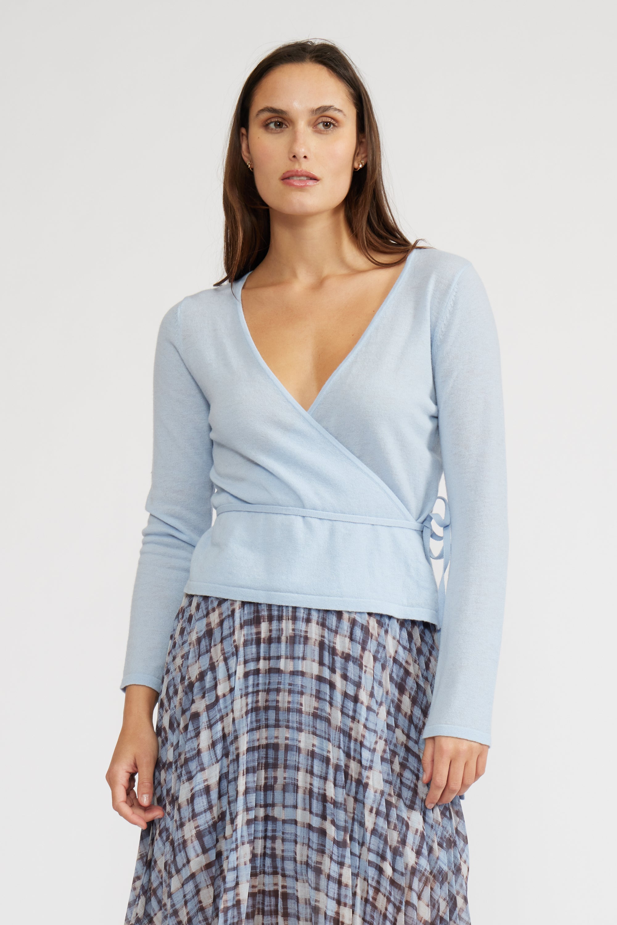 Lucy Paris - Dominic Faux Wrap Top - Sky Blue