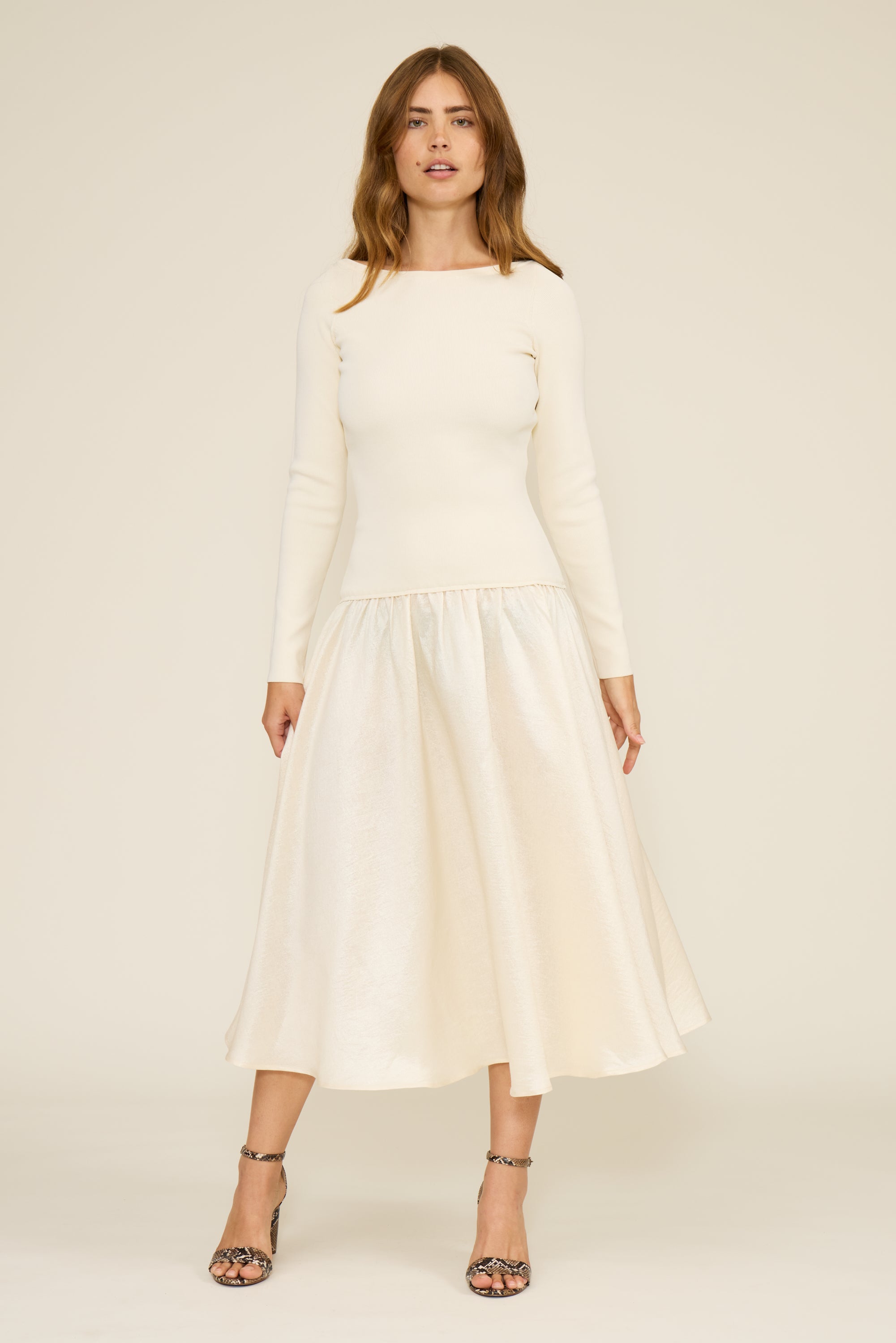 Lucy Paris - Elsa Mixed Media Dress - Cream