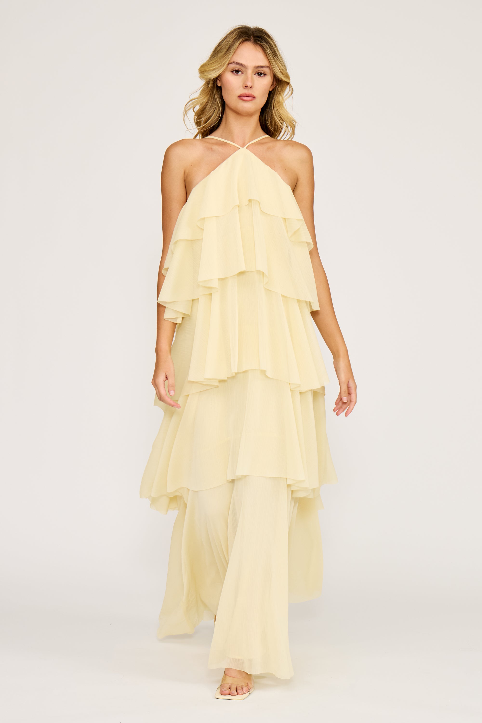 Lucy Paris - Emery Ruffle Dress - Yellow Maxi