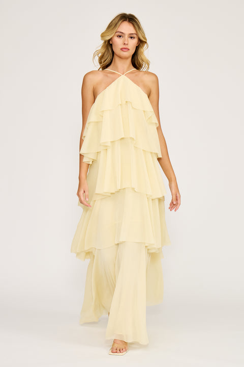 yellow ruffle dress Lucy Paris - Emery Color:All White 5 Ways To Accessorize creating a striking contrast AW26Runway
