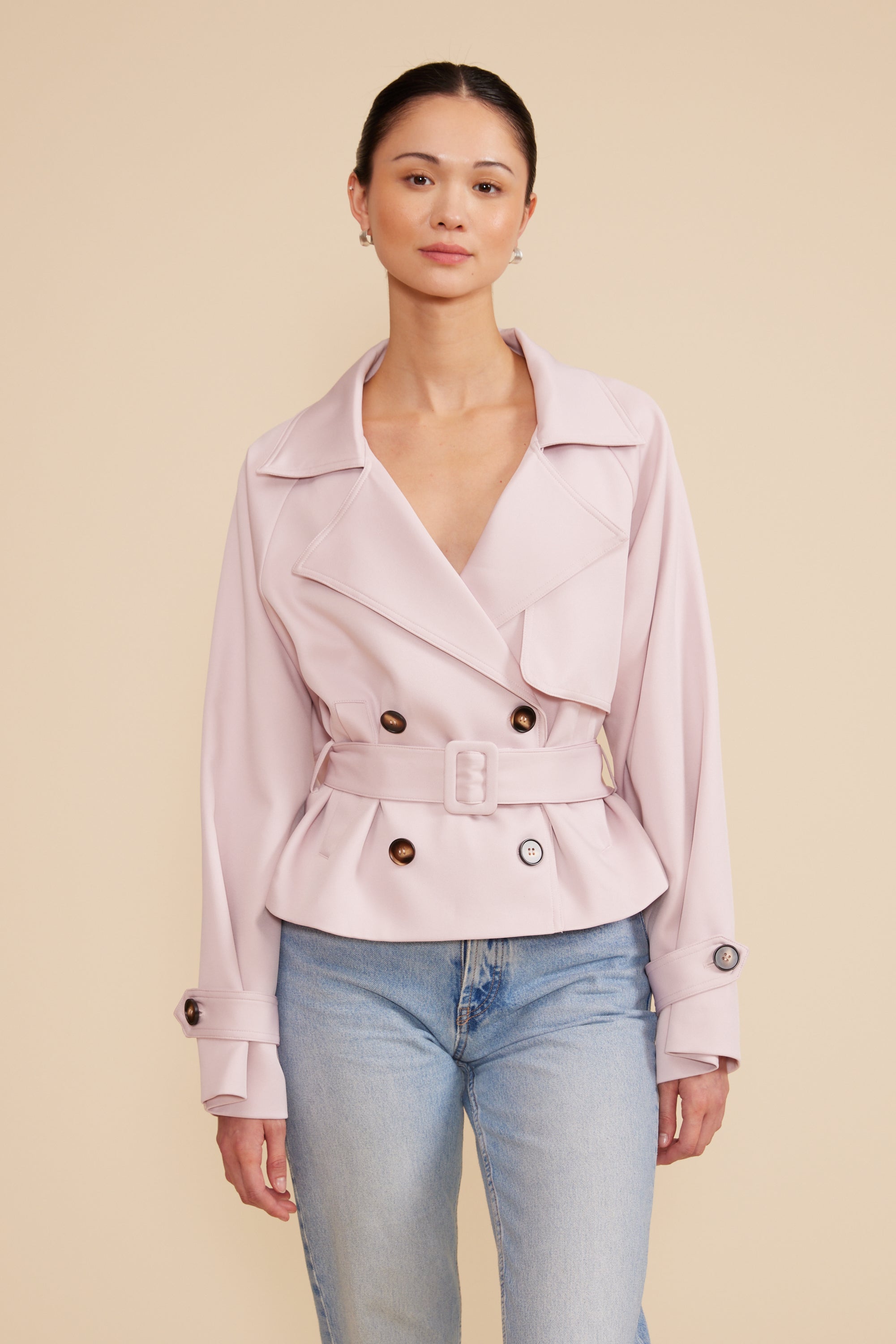 Lucy Paris - Estelle Cropped Trench - Light Pink