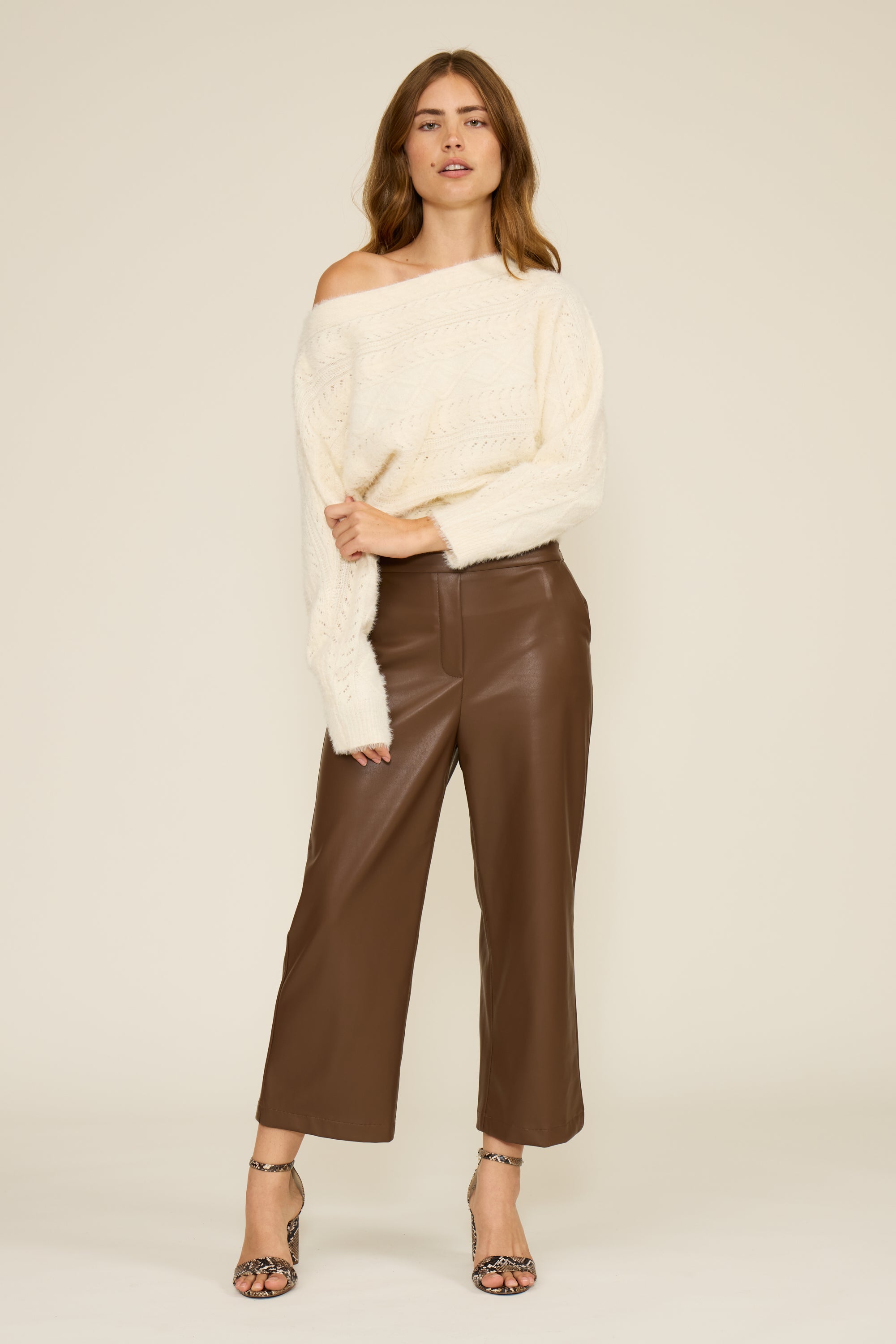 Lucy Paris - Karen Faux Leather Pant - Brown